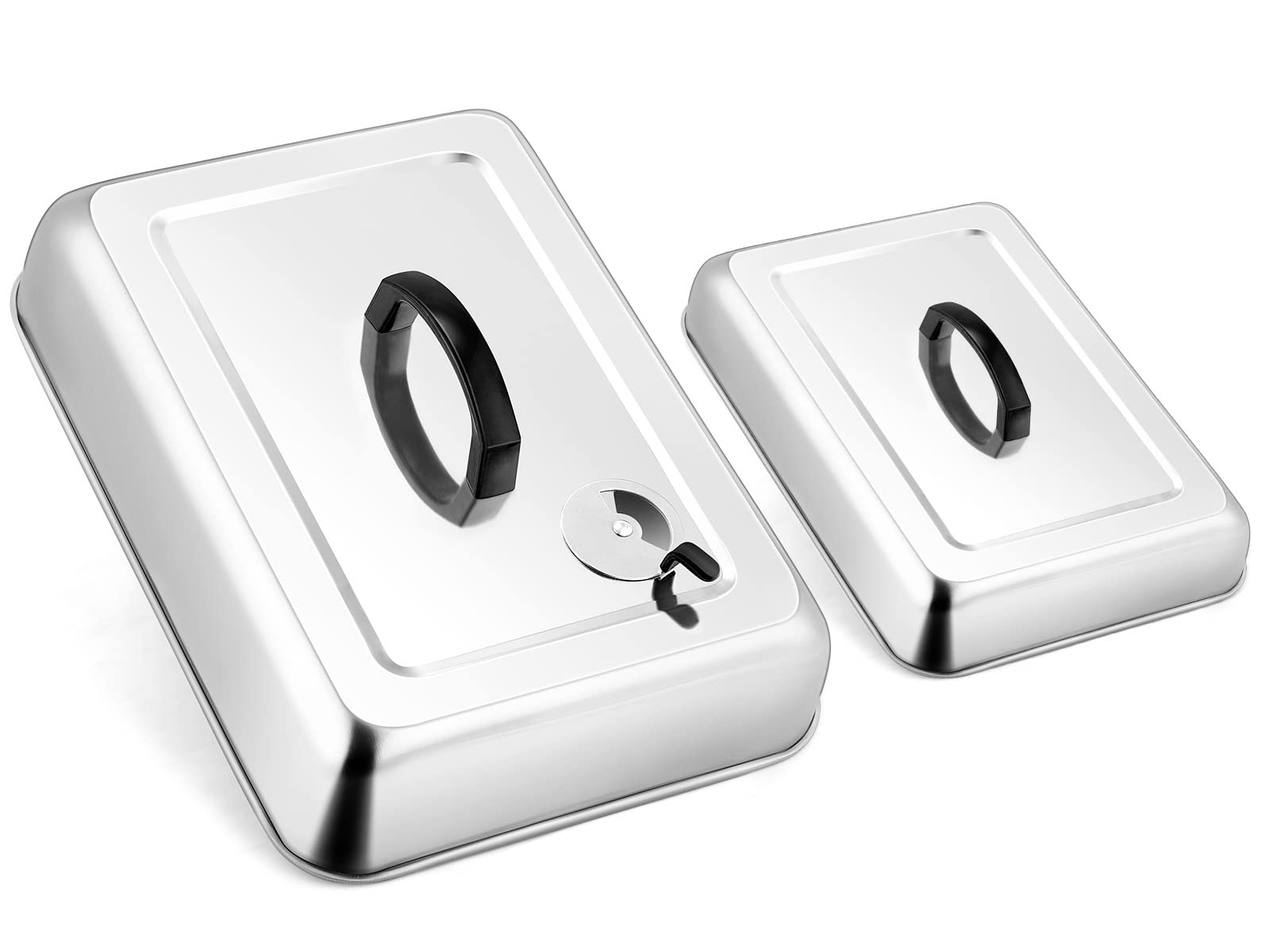 2Pack Melting Dome For Griddle, Leonyo 13'' & 9'' Rectangular Griddle Basting Cover With Adjustable Vent, Stainless Steel Burger