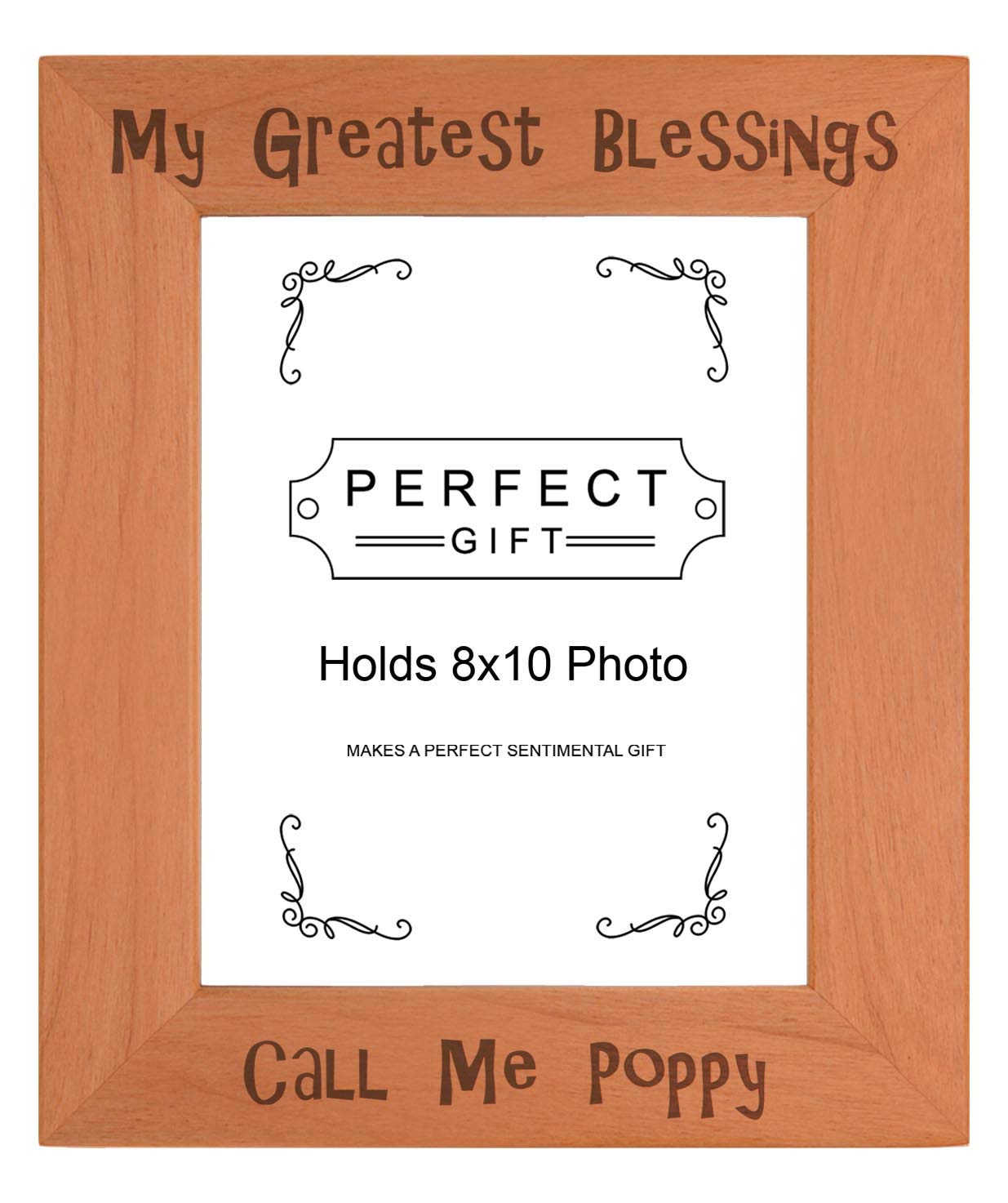 ThisWear Sentimental Photo Frame My Greatest Blessings Call Me Poppy Wood Engraved 8x10 Portrait Picture Frame