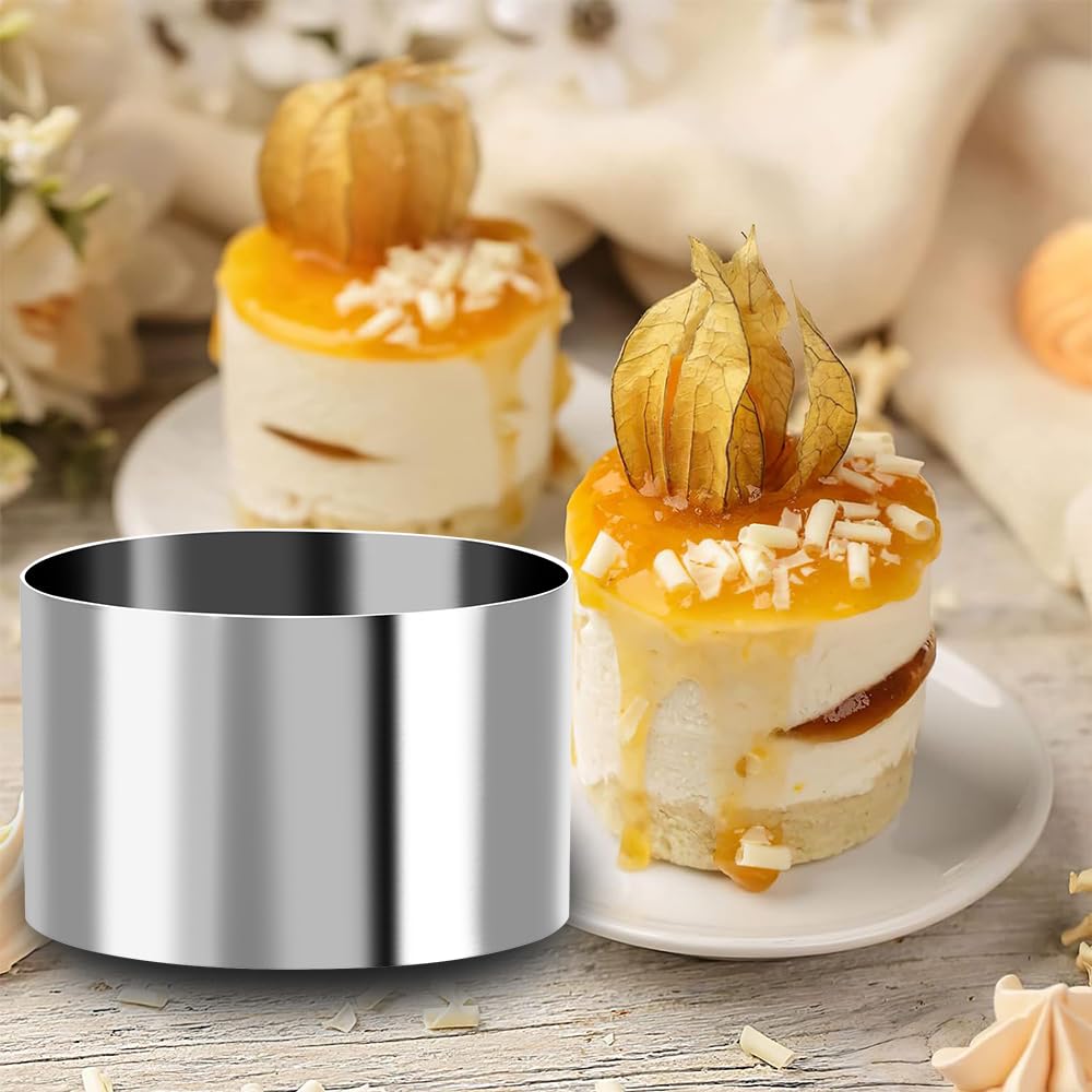 Guowall 3.15 X 2 Inch Seamless Cake Ring Stainless Steel Round Pastry And Food Ring Mousse Mold For Baking