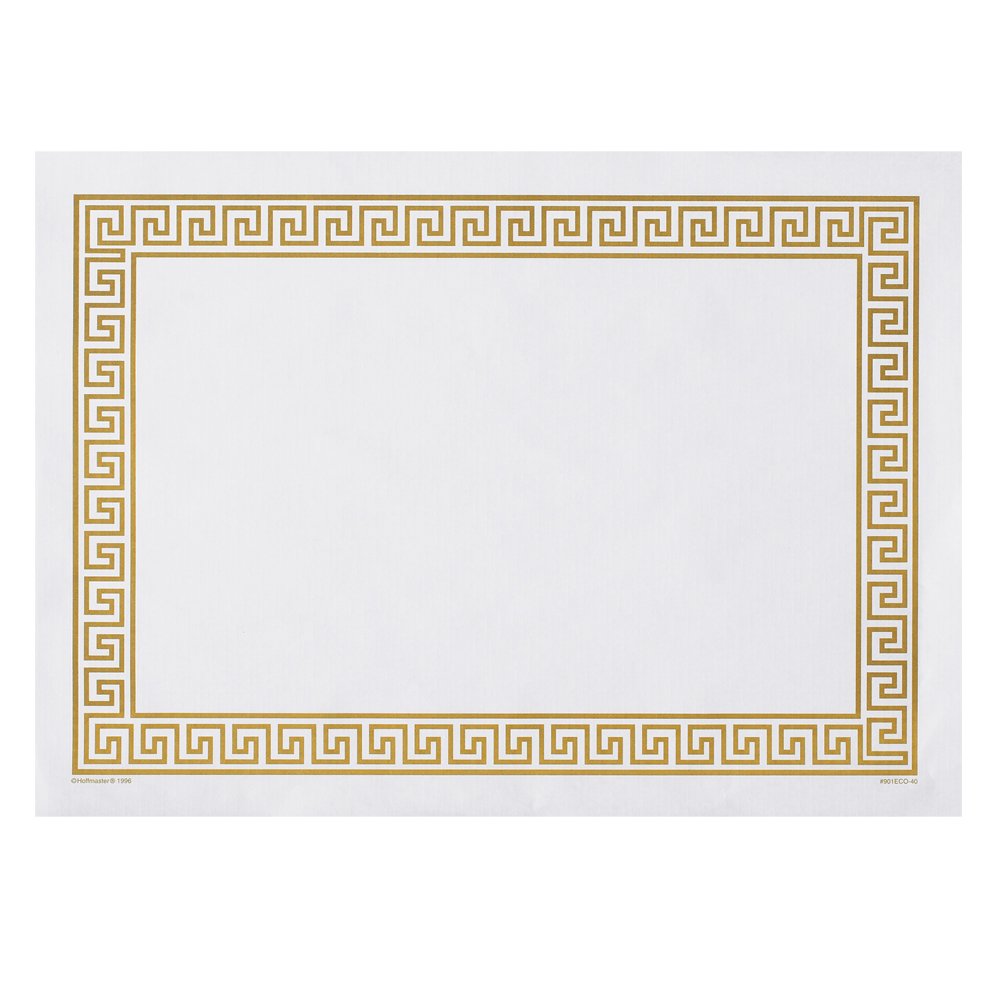 Hoffmaster 310640 Placemat, Greek Key Straight Edge, Square Corner, 10'' X 14'', Gold (Pack Of 1000), White