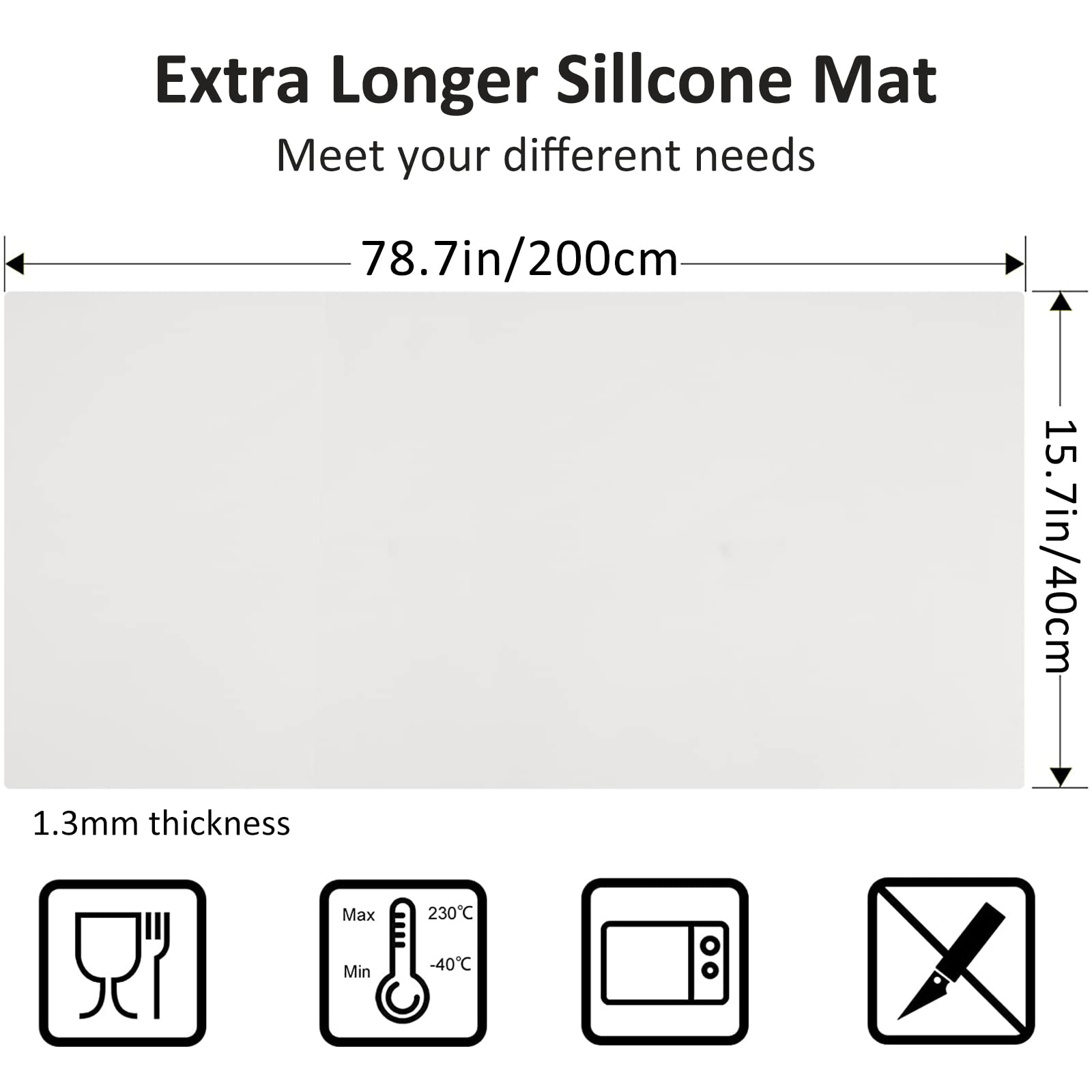Large Silicone Heat Resistant Mat 78.7    X 15.7   , Nonslip Mats For Kitchen Counter, Countertop Protector, Nonstick Waterproof