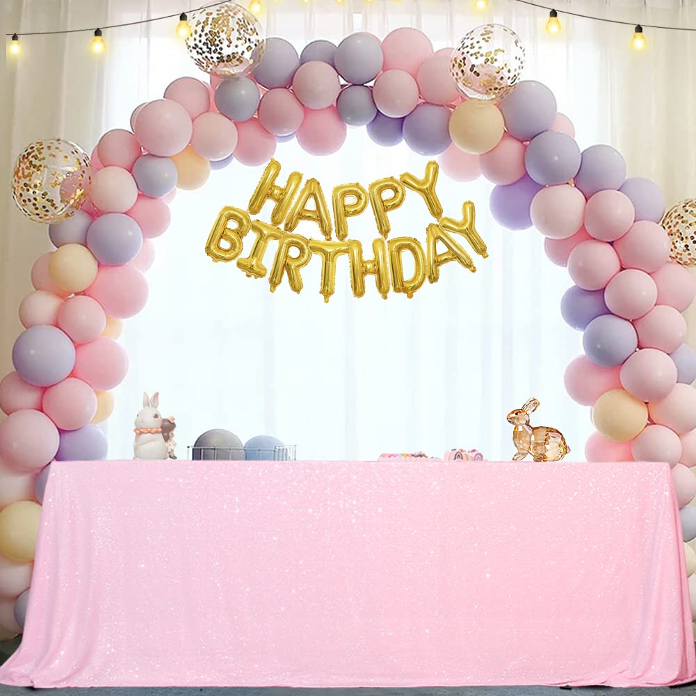 Eternal Beauty Pink Sequin Tablecloth, 60X102-Inch Rectangle Glitter Table Cloth For Birthday Party Wedding Decoration