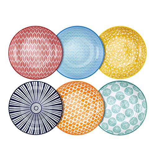 Selamica Porcelain Salad Pasta Bowls, Serving Bowls - 26 Ounce, Set Of 6, Assorted Colors