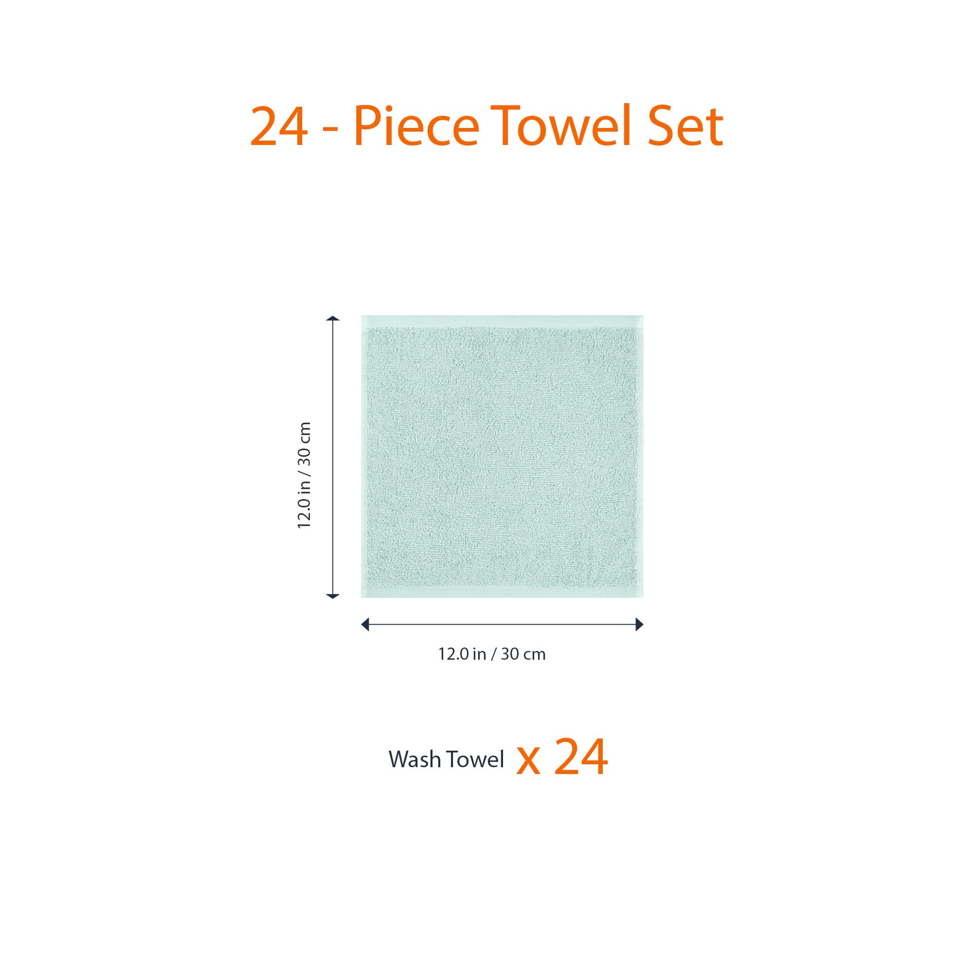Amazon Basics Fast Drying  Extra Absorbent  Terry cotton Washcloth  12 x 12 Inch  Ice Blue - Pack of 24