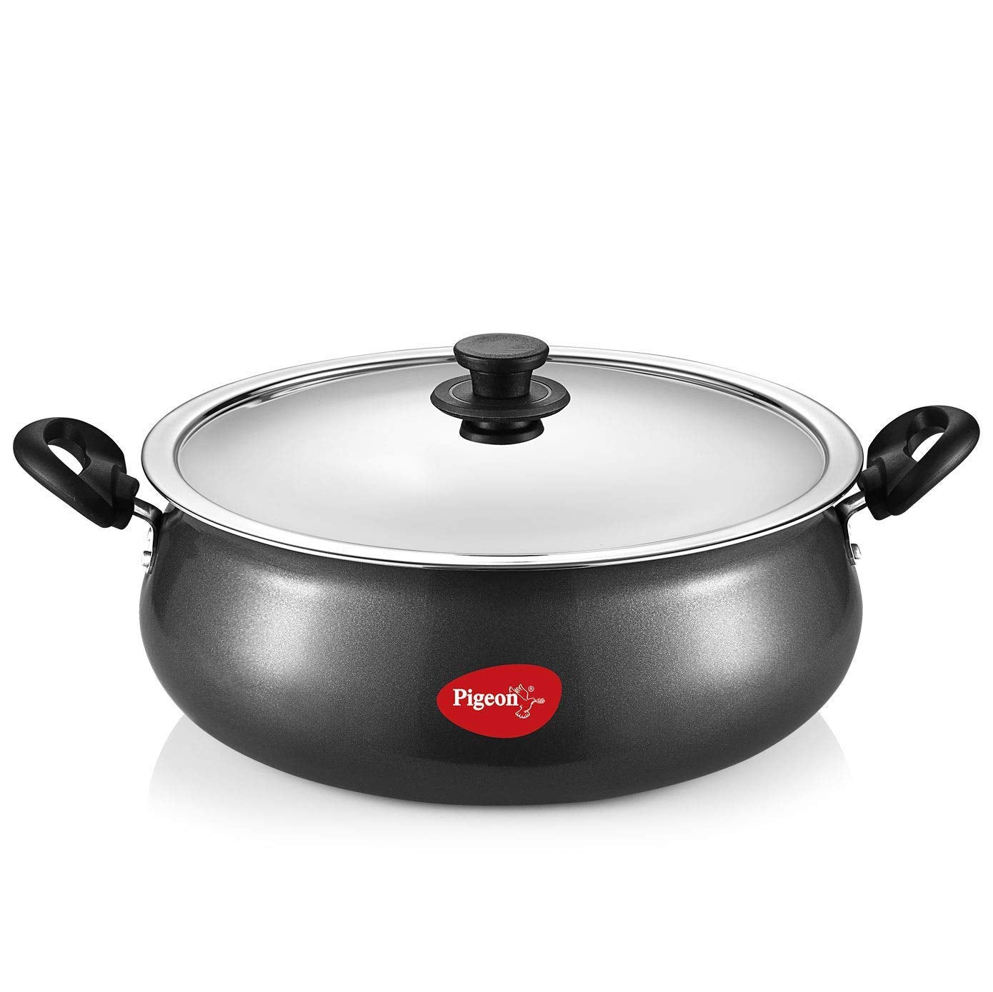 Pigeon By Stovekraft Non-Stick Aluminium Gravy Pot With Lid , 9 Litres (Red)