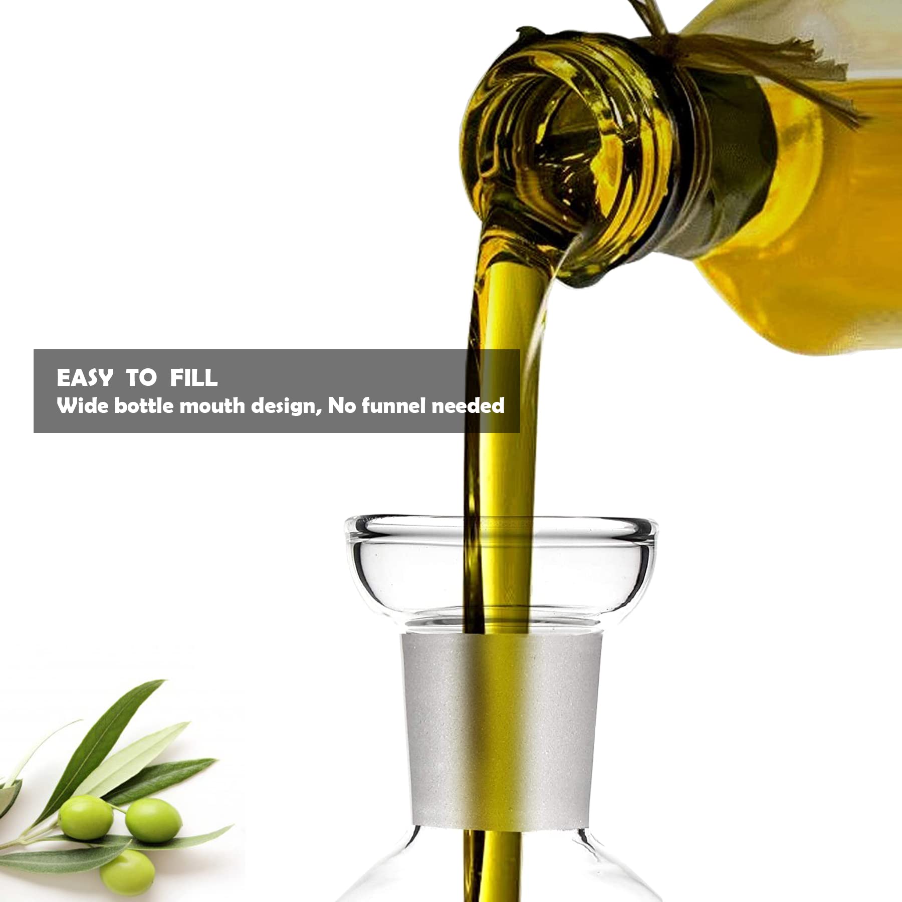 Haizeen 18 Oz / 540 Ml Glass All-Purpose Cruet, Glass Oil Decanter And Cruet (Spherical-18 Oz, Smooth Surface)