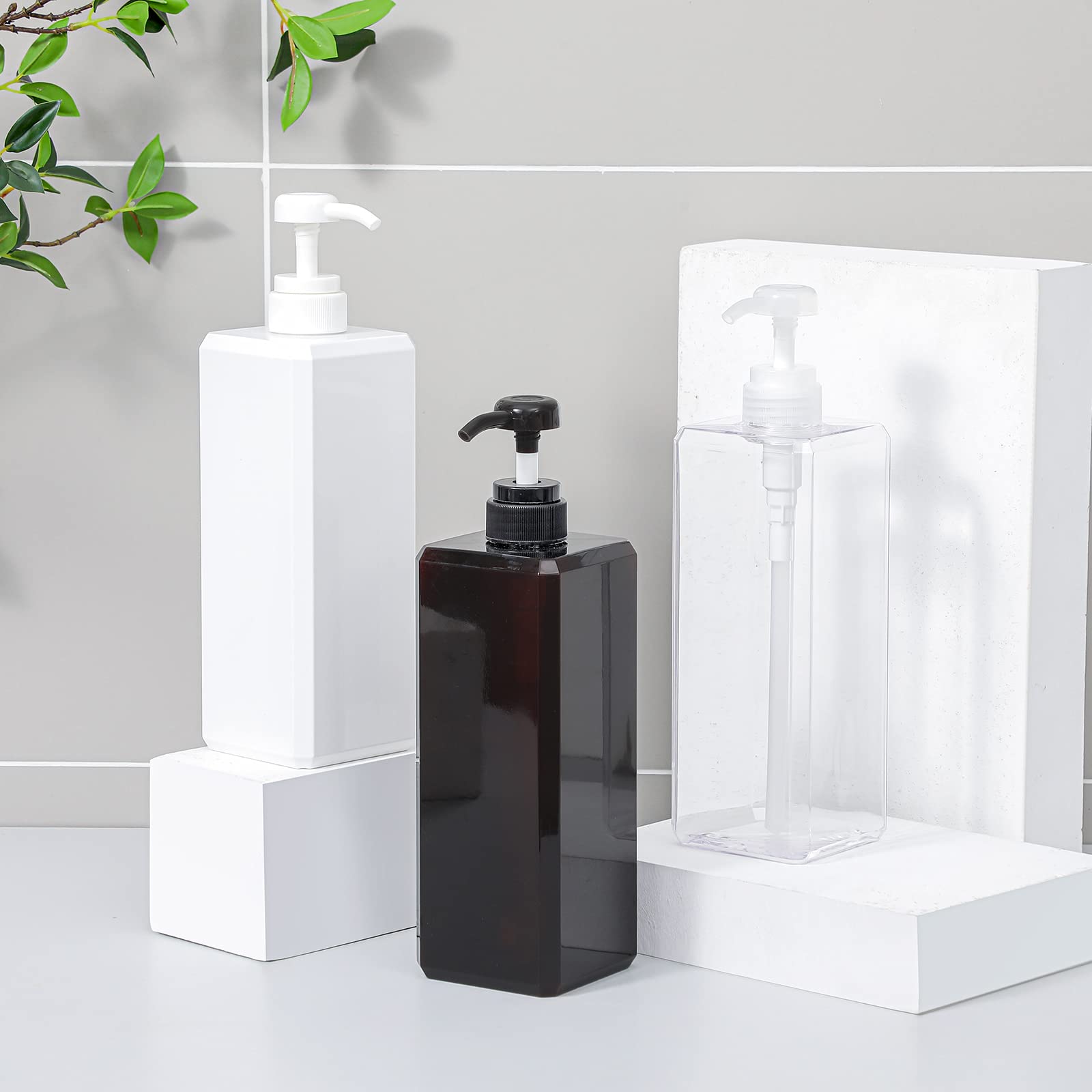 Pump Bottle, Refillable Plastic Empty Lotion Soap Dispenser Liquid Container For Bathroom Shampoo And Body Wash, 32Oz/1L Clear 2