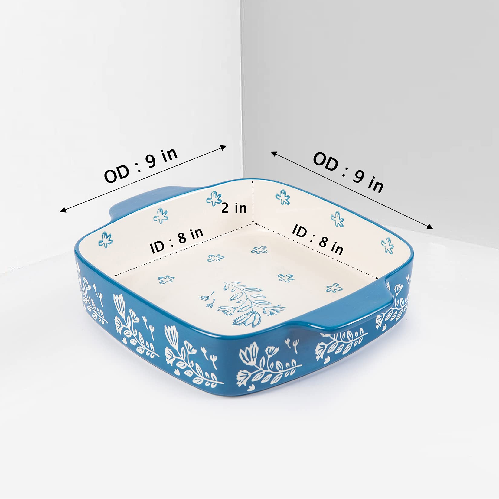 Wisenvoy Baking Dish 9X9 Baking Pan Ceramic Brownie Pan Casserole Dish 2-Pecs Lasagna Pan Square Bakeware Sets Dish Pan