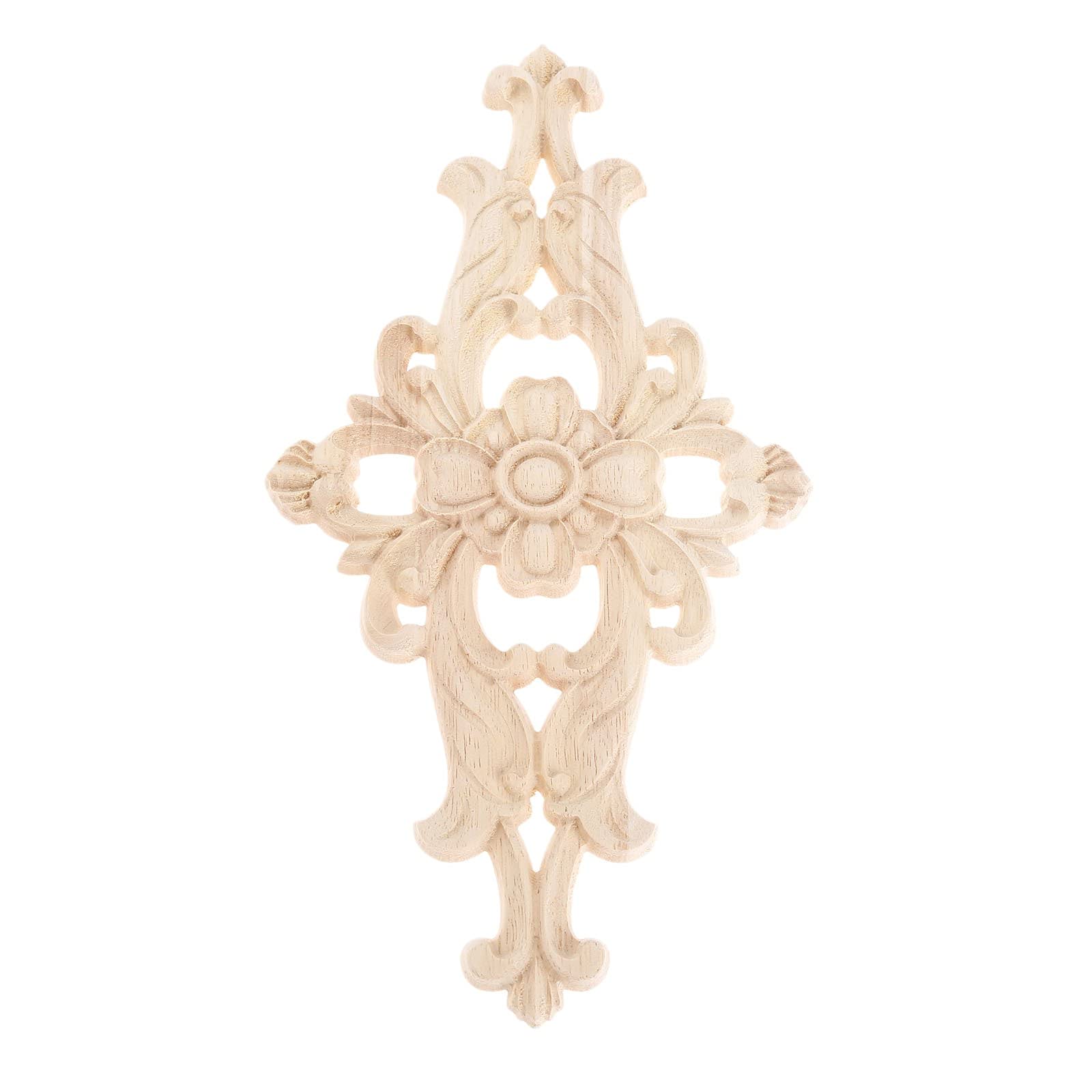 MUXSAM 4-Pack Wood-Carved Furniture Applique Onlay 27x14cm/10.63''x5.51''  Center Flower Decal for Cupboard Dresser Cabinet Chest Bed Door Wall Wardrobe Ceiling