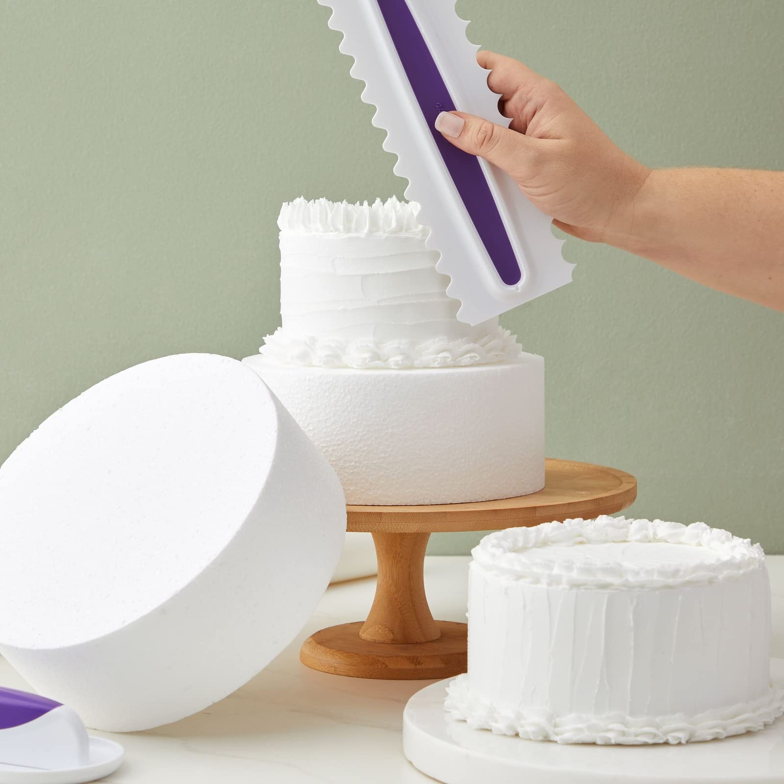 Bright Creations Round Foam Cake Dummy Set  4 Tiers for Display  Arts and Crafts (White)