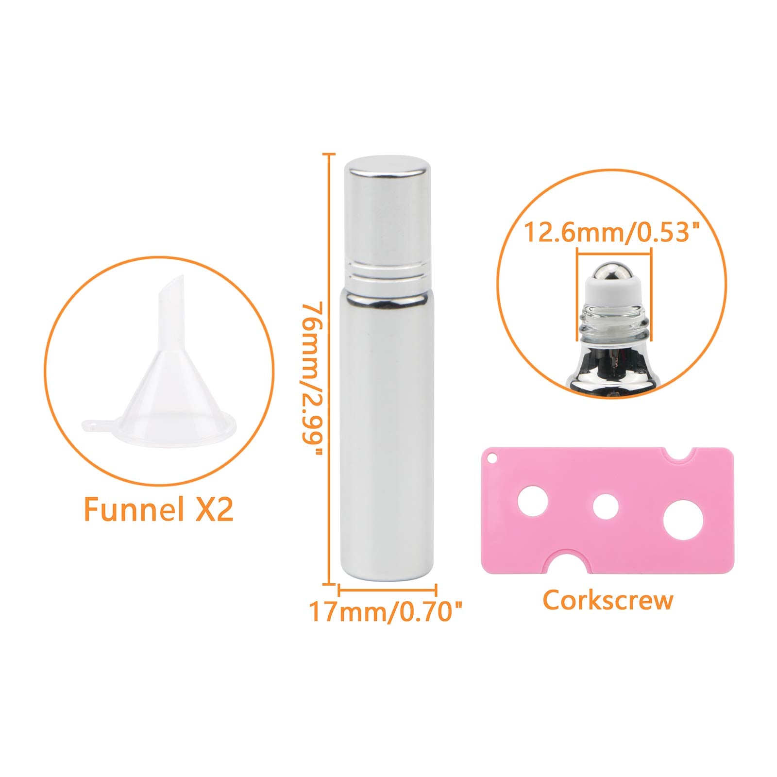Ellbest 10Ml Essential Oil Roller Bottle Portable Mini Cosmetic Perfume Rollerball Bottle Small Sample Container Roll-On Bottles