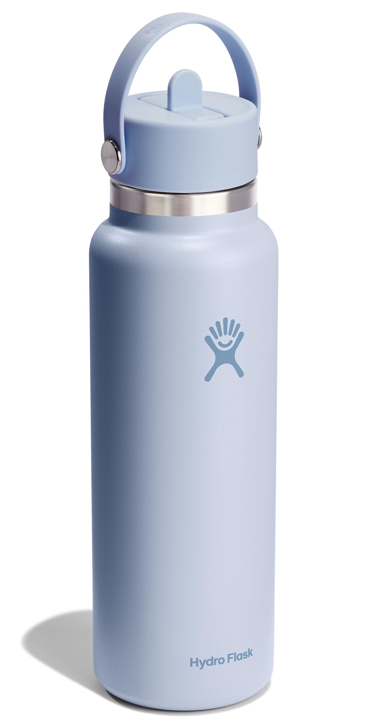 Hydro Flask Water Bottle - Insulated Stainless Steel - Wide Mouth Flex Straw Lid, Non Spill, Leakproof and Refillable in 40 Oz S