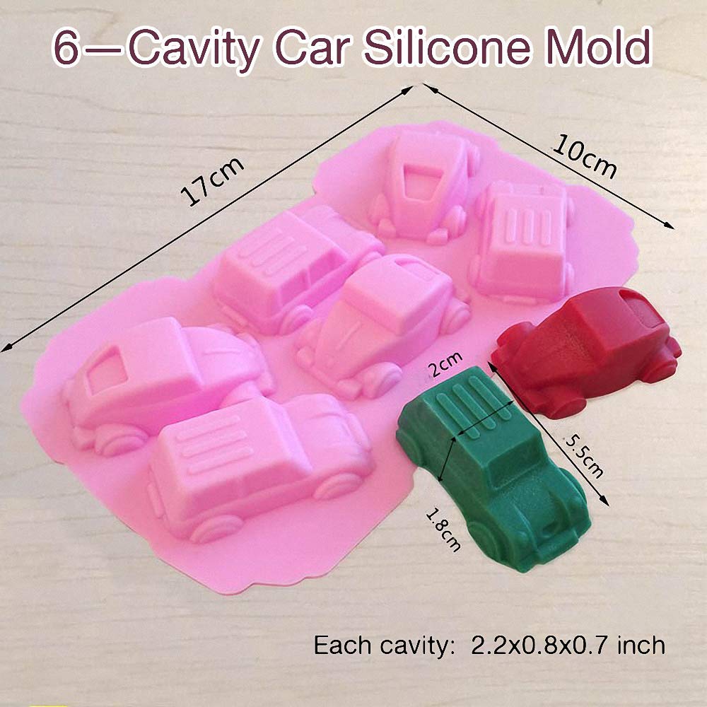 3Pcs Car Silicone Chocolate Candy Molds Auto Gummy Jello Mold Mini Cake Baking Mold Soap Crayon Melt Mold Ice Cube Trays (Random