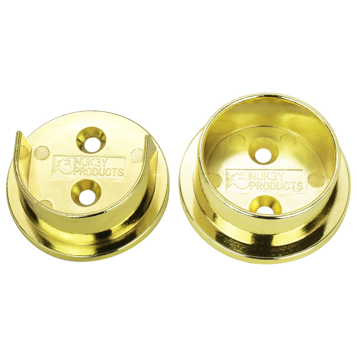 Nuk3Y Heavy Duty Metal Steel Closet Pole Socket Set 1-1/2'' (Polished Brass)