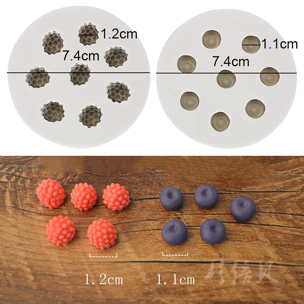 Moldfun 2Pcs Blueberry Raspberry Silicone Fondant Mold Mulberry Mold For Chocolate Candy Cupcake Cake Decoration Handmade Diy Re