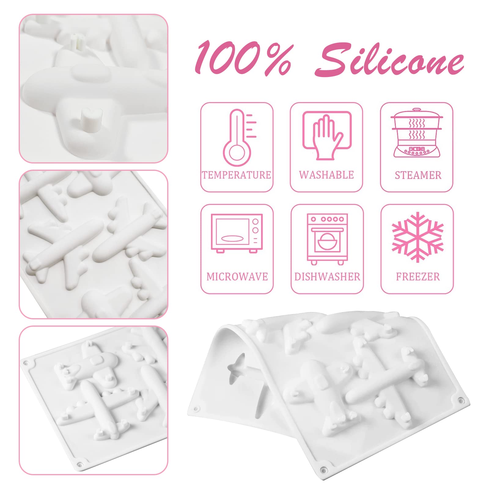 Airplane Fondant Silicone Molds, Diy Chocolate Cake Decorating Molds, Airplane Candy Ice Cube Tray Tool, Reusable, Baking Mousse