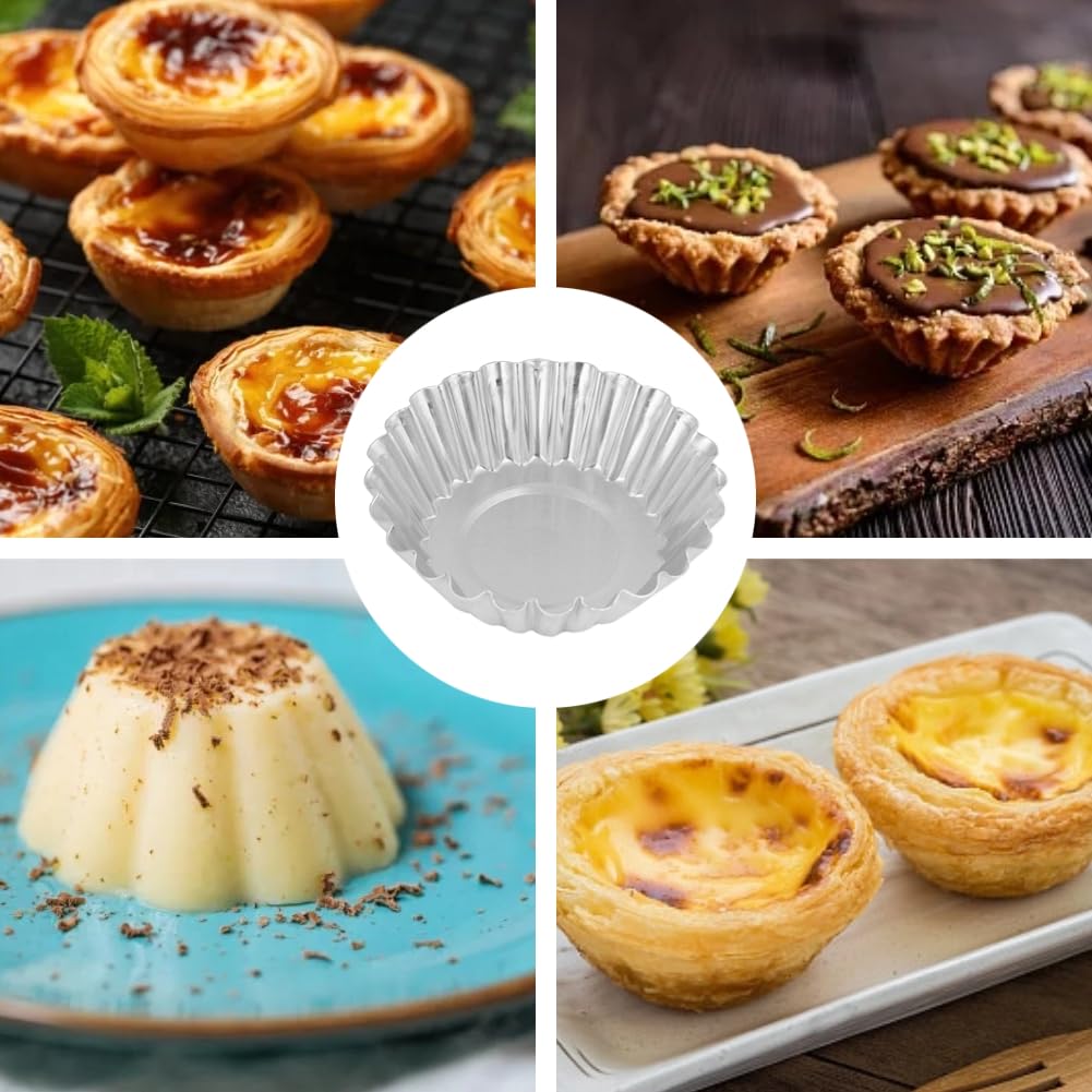 Haofy 10Pcs Aluminum Alloy Egg Tart Baking Tools 70Mm Bakeware Mould Kitchen Pastry Tools