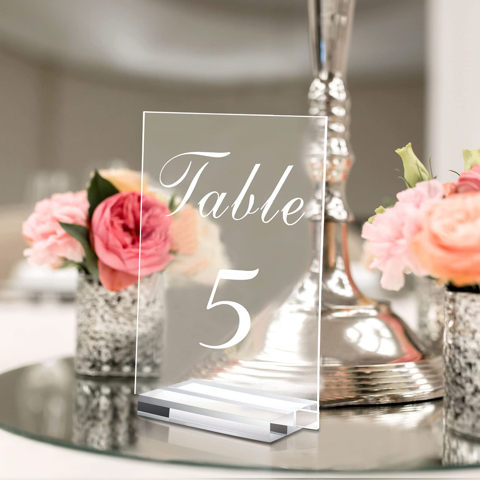 20 Pieces Wedding Table Numbers Acrylic Table Number Holder Wedding Numbers 4 X 6 Inches Clear Acrylic Table Numbers With 20 Pie