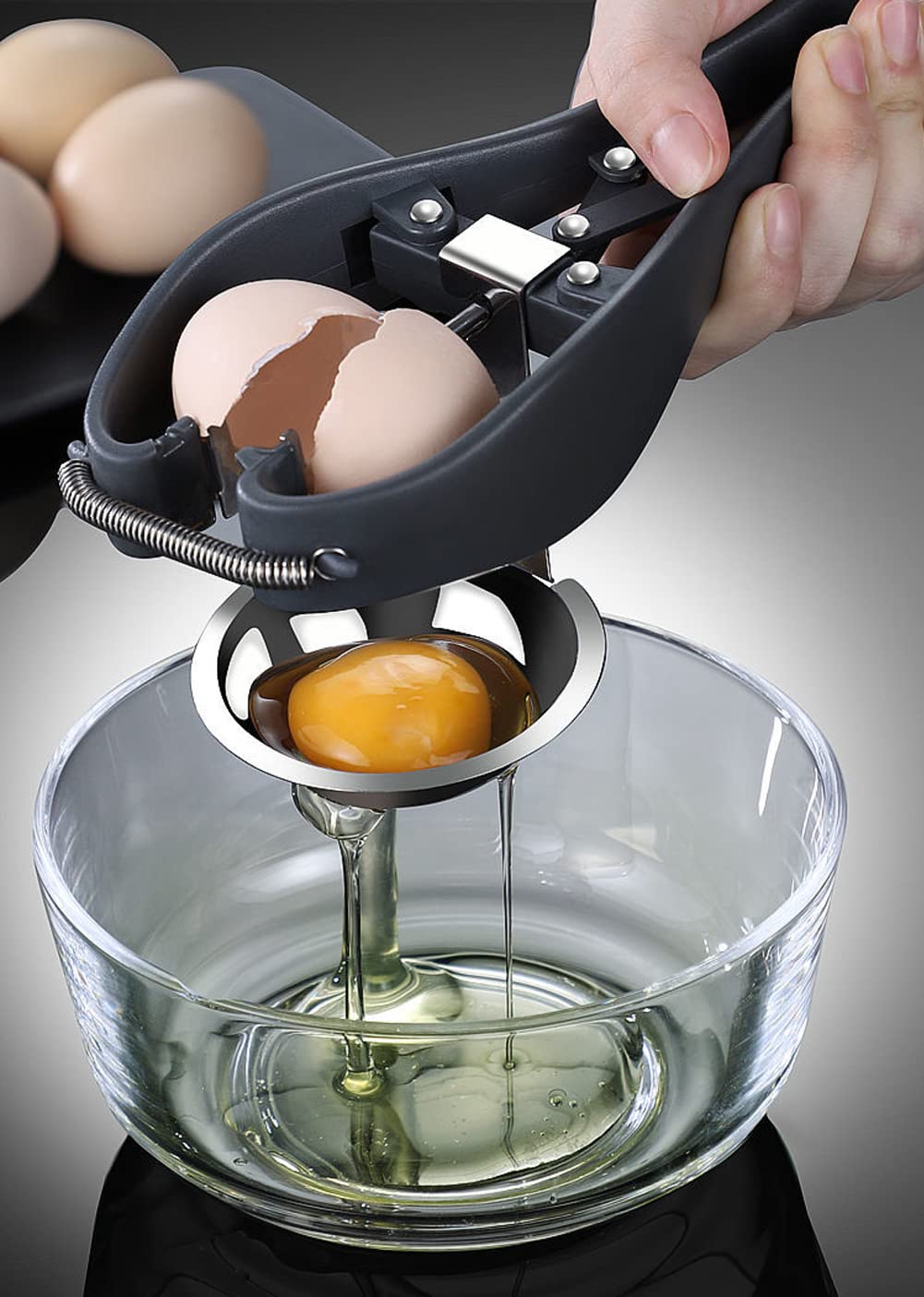Duebel Stainless Steel Egg Separator Automatic Egg Cracker For Raw Egg White Separator Tool Handheld Egg Opener Easy Eggshell Cu