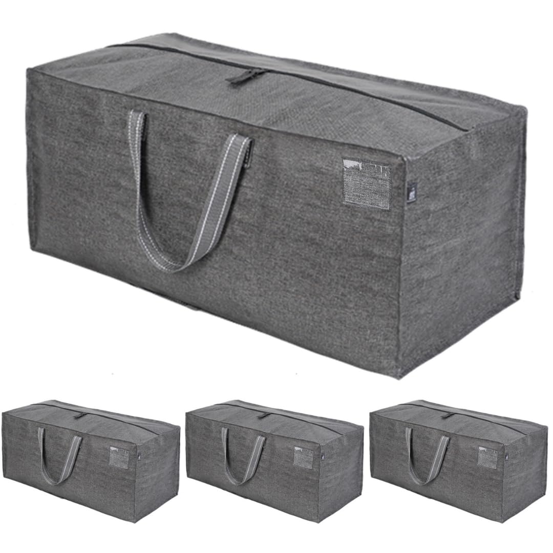 Veno 4 Pack Heavy Duty Extra Large Moving Bags W/Backpack Straps Strong Handles & Zippers, Storage Totes For Space Saving, Fold