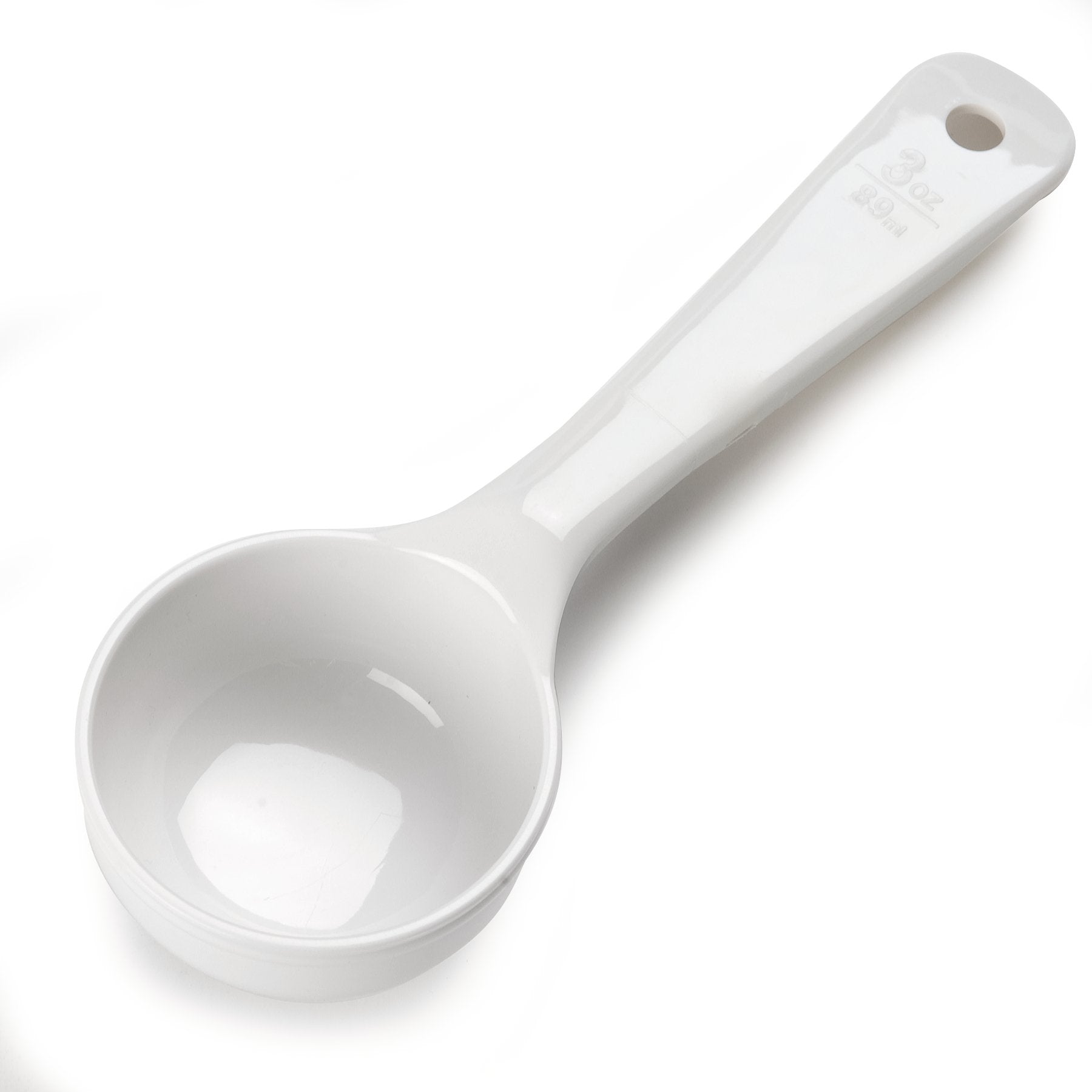 Carlisle FoodService Products Measure Miser Solid Measuring Spoon with Short Handle, 3 Ounces, White, 1 Count (Pack of 1)