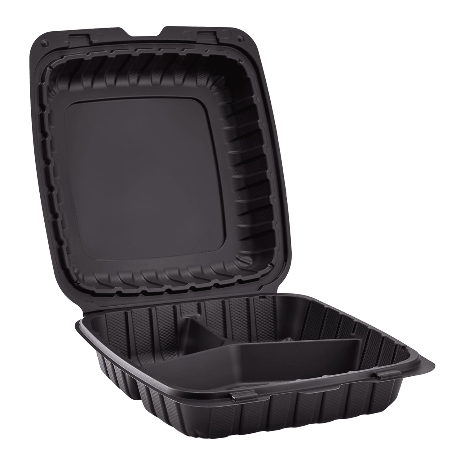 Karat Earth 9 Inch X 9 Inch Mineral Filled Pp Hinged Container, 3 Compartment - Black