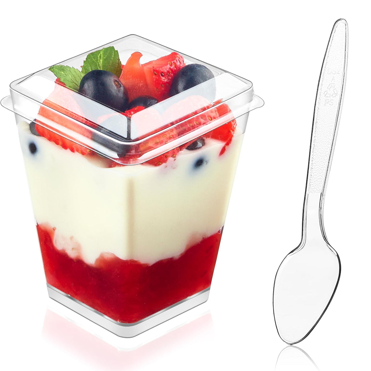 Kucoele 50 Pack 5 Oz Plastic Dessert Cups With Lids And Spoons, Clear Parfait Cups Pudding Cups Mini Party Serving Cups For Appe