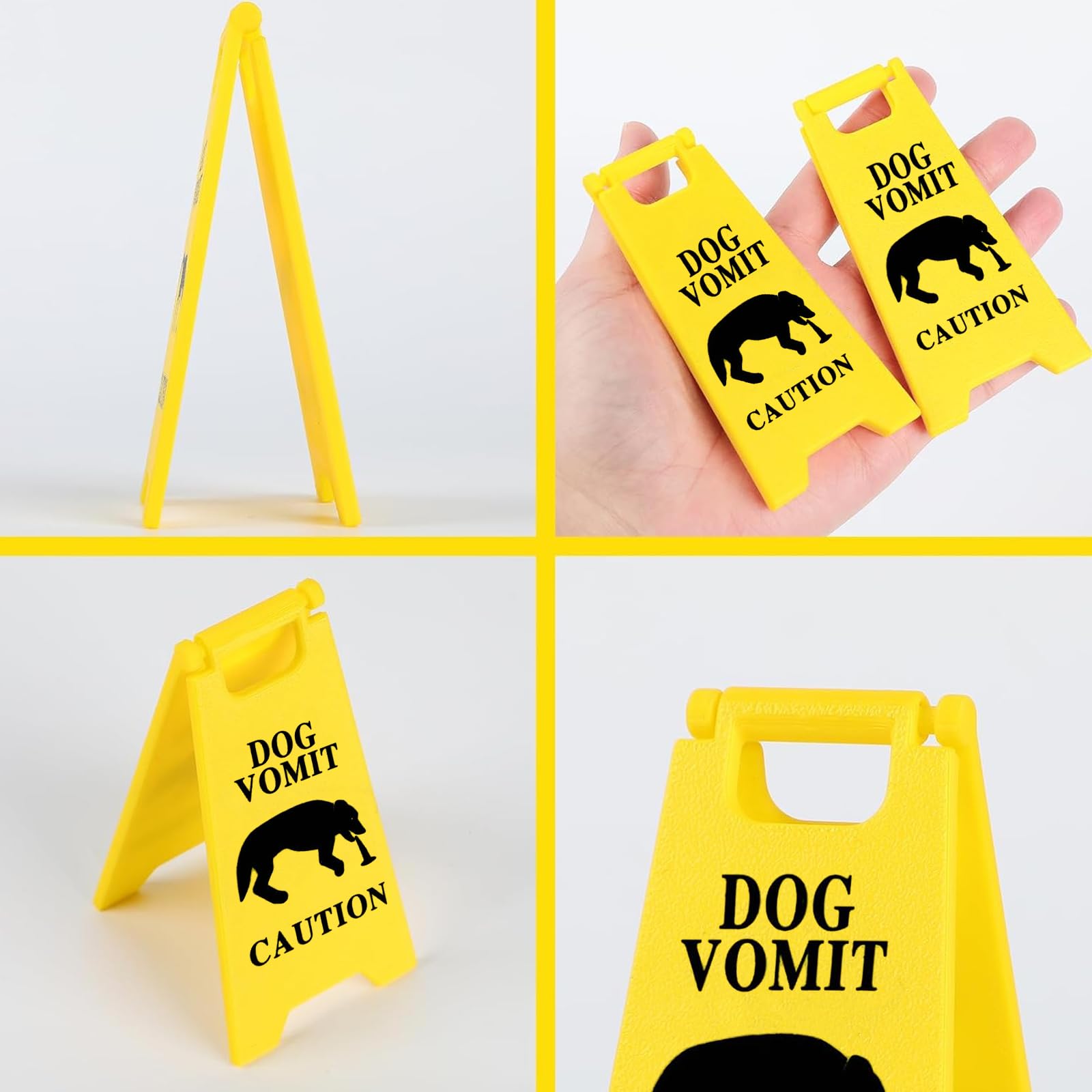 Dog and Cat Vomit Caution Sign 6Pcs Dog Vomit Sign 5 Inches Dogs Vomits Warning Signs Desk Decorations Funny Novelty Dogs Signs