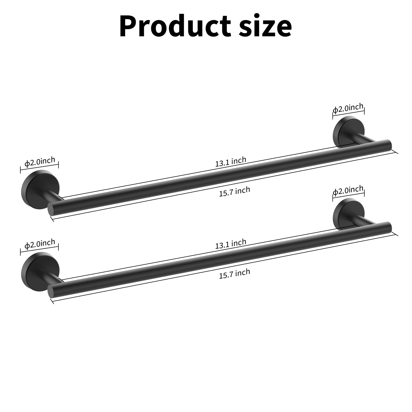 Cilee 2 Pieces Matte Black Bathroom Towel Bar  16 Inch Double Towel Racks Bathroom Towel Holder Towel Hanger for Bathroom Stainless Steel Wall Mount
