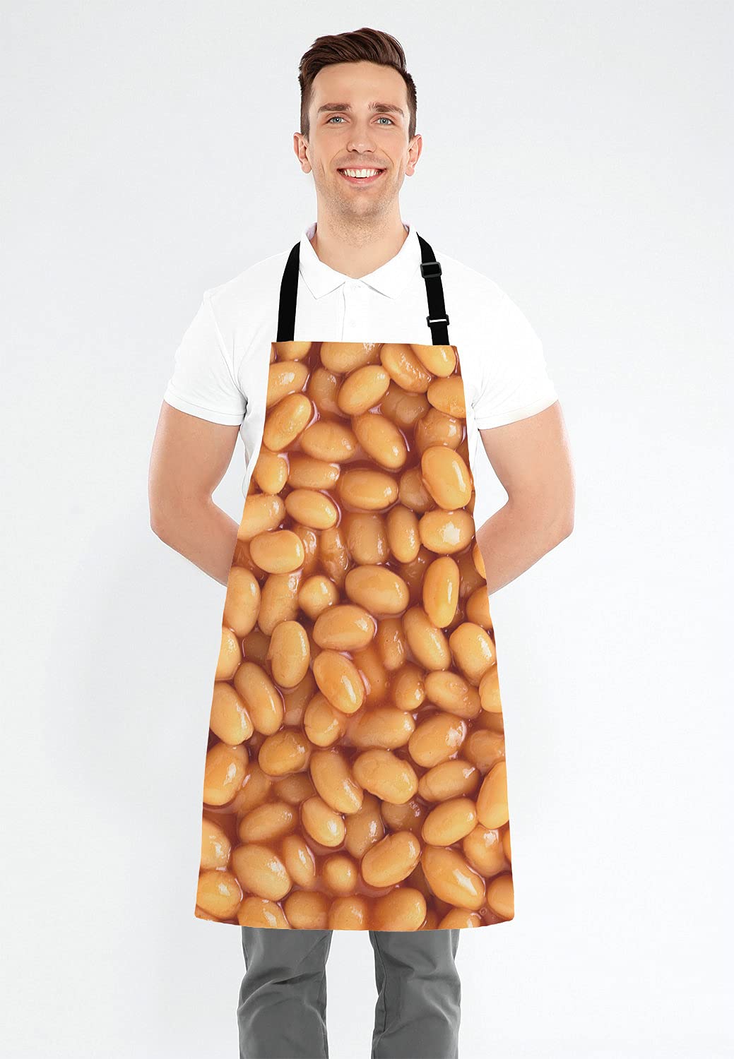 Lefolen Funny Baking Apron Baked Beans, Novelty Cooking Chef Present For Men Womens Baking Present Full Bbq Grilling Kitchen Apr