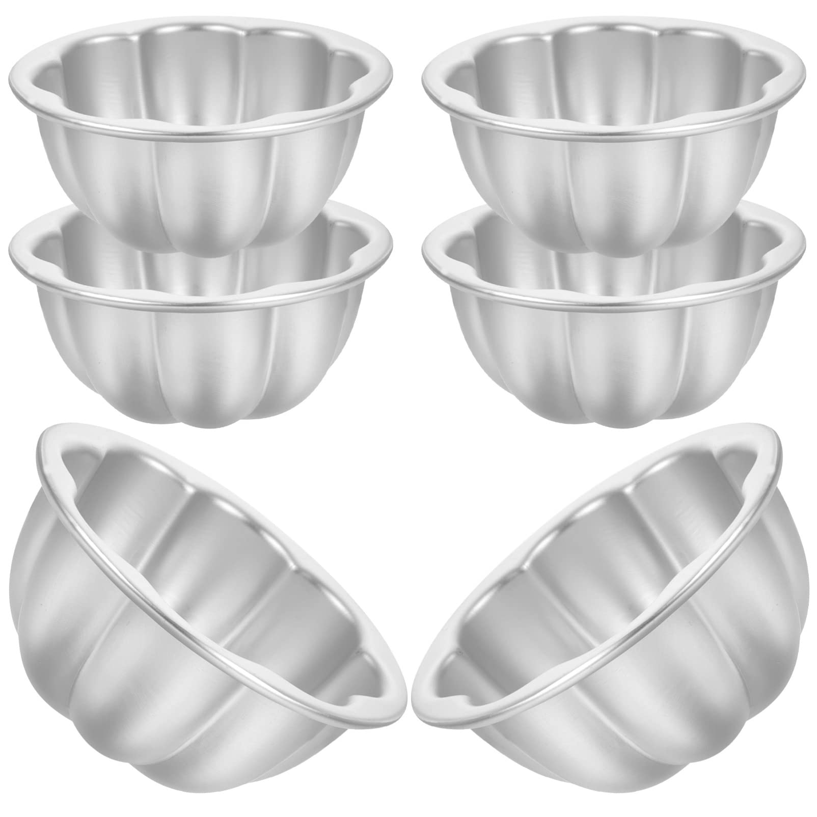 Luxshiny 6Pcs Mini Pudding Pan Tart Molds Flower Shape Cupcake Muffin Cups Aluminum Alloy Cake Tartlets Cups Jelly Cup Diy Bakin