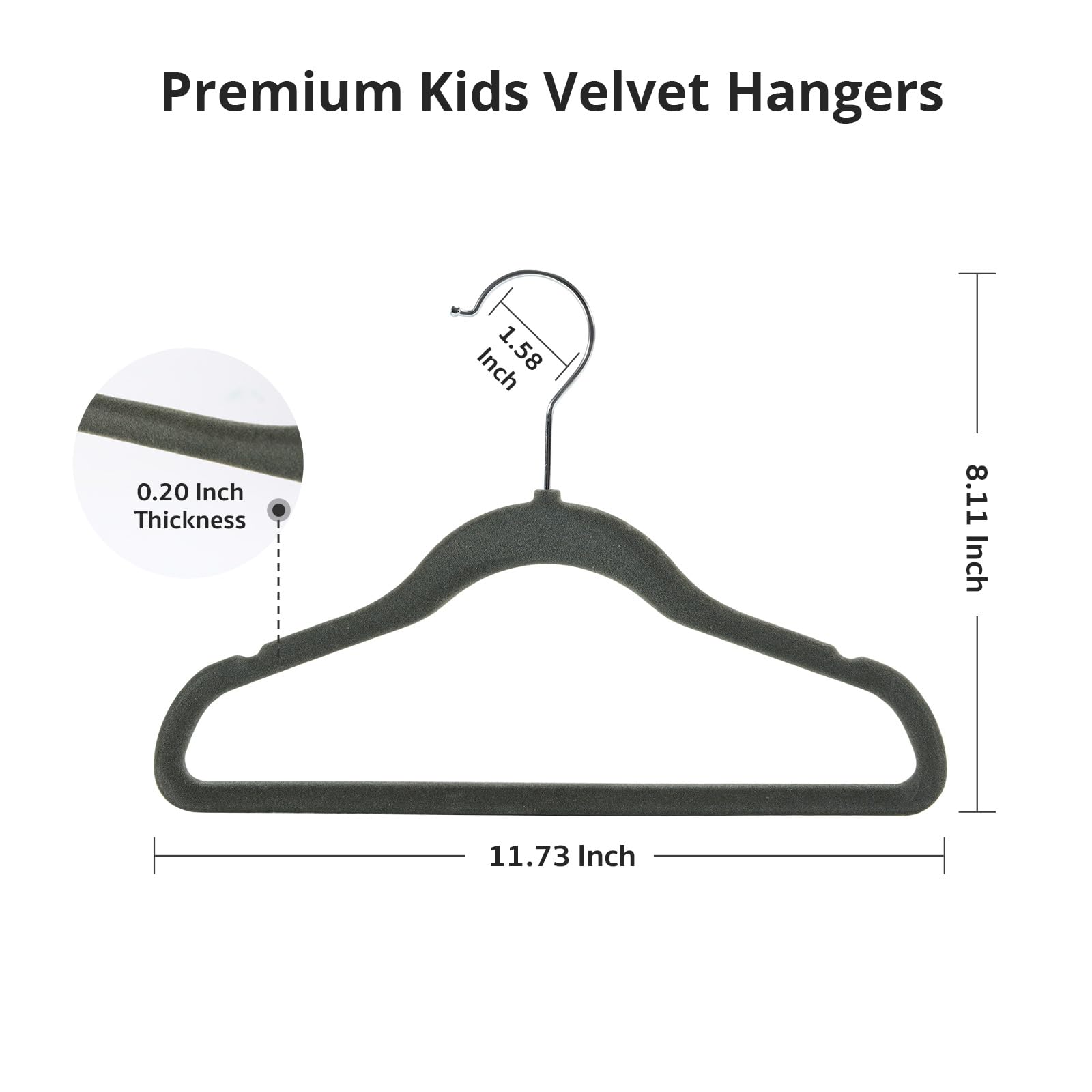 Piglog Kids Hangers, 50Pcs Kids Velvet Hangers, Non-Slip & Space Saving Velvet Baby Hangers, 11.8 Inch Baby Hangers, Toddler Han