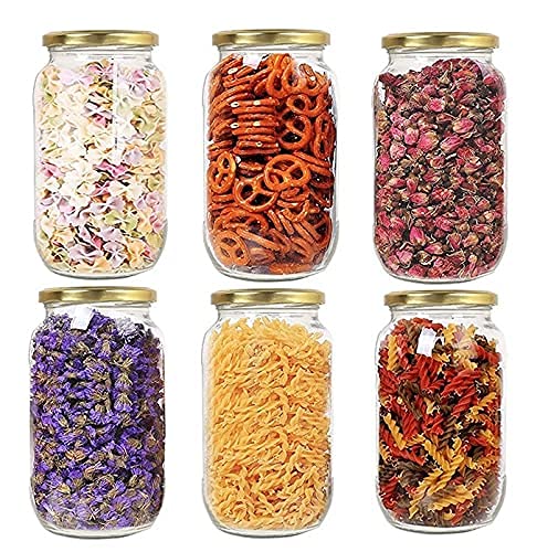 Brushfinch Glass Jar With Air Tight Gold Lid For Kitchen Dry Masala Storage Jar,Honey Container,Spice Masala Jar,Glass,Visible G