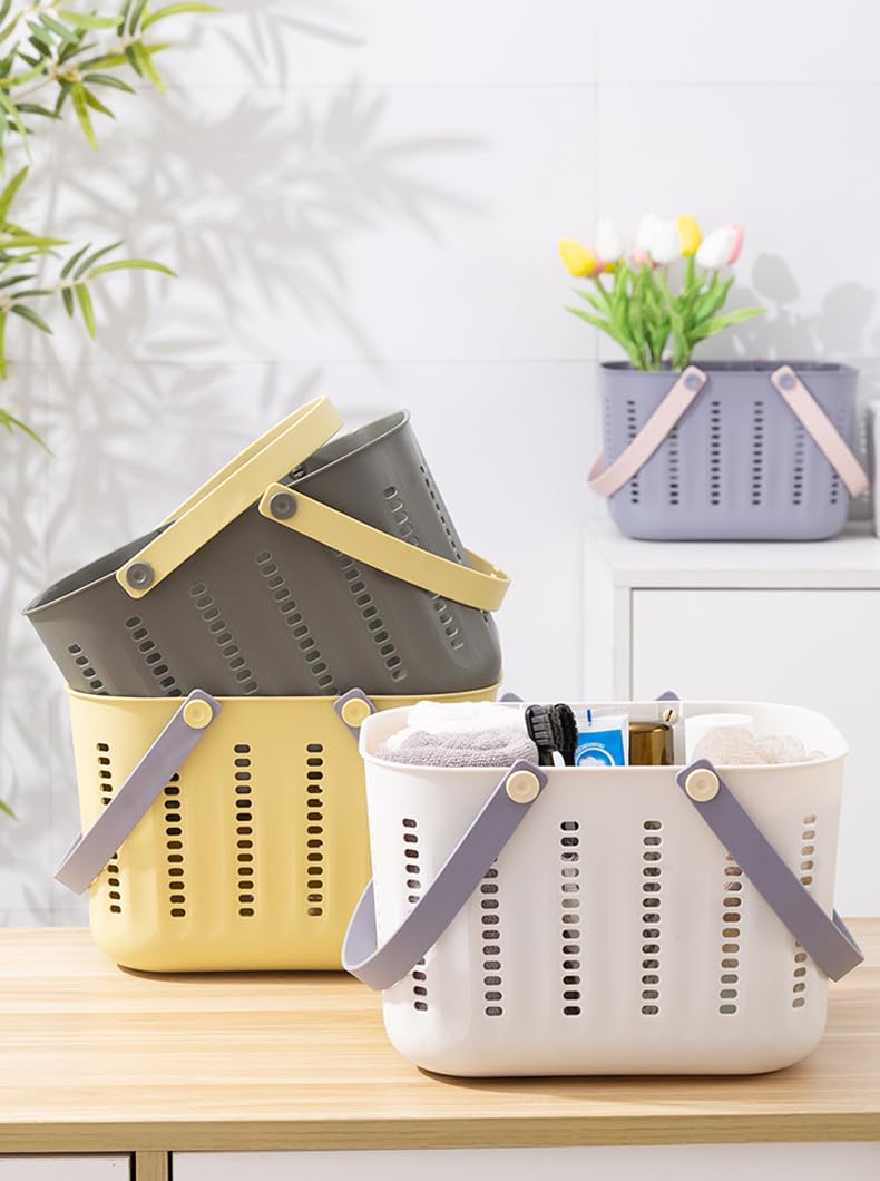Kamuavni Portable Shower Caddy Tote Organizer Basket, Plastic Basket With Handle Hollow Out Storage Caddy Tote Bin For Tool, Gar