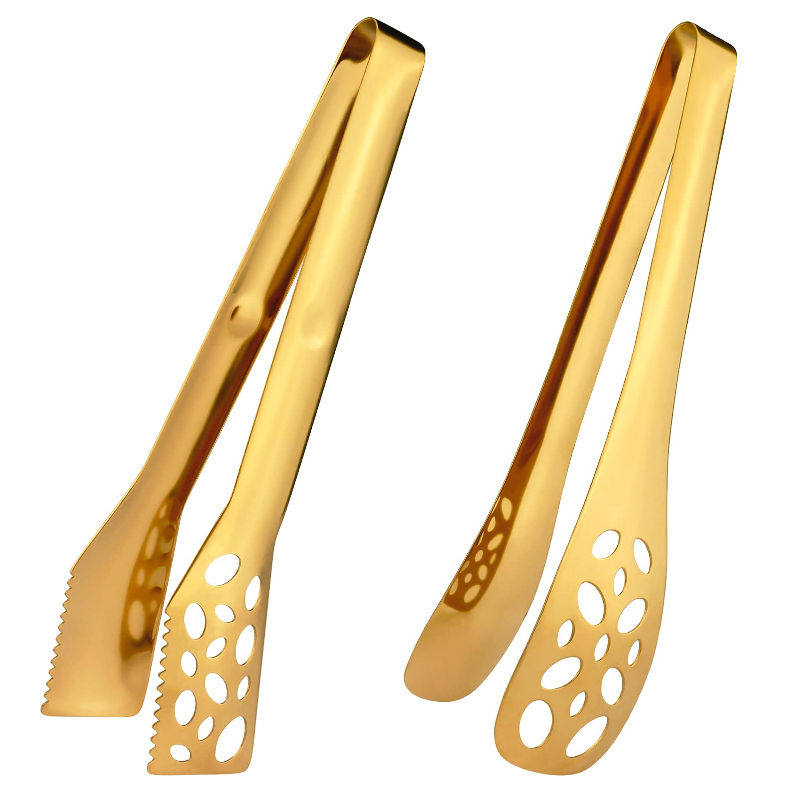 Iaxsee 2 Pack Kitchen Tongs For Cooking 10 Inch Stainless Steel Gold Salad Tongs Bbq Grill Tongs Heavy Duty Metal Tongs Heat Res