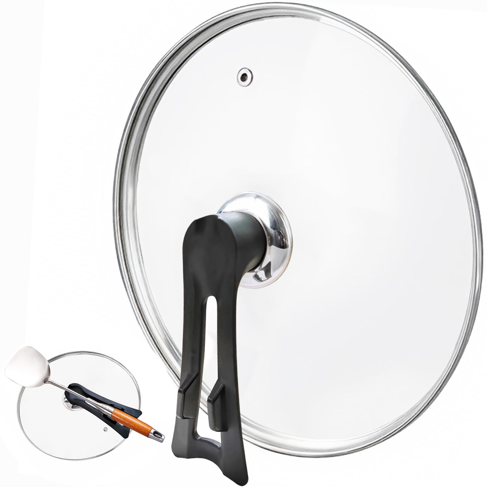 Glass Lid For Pots, Pans and Skillets, Round Tempered Clear Glass Cover Replacement with Steam Vent, Heat Resistant Handle, 11