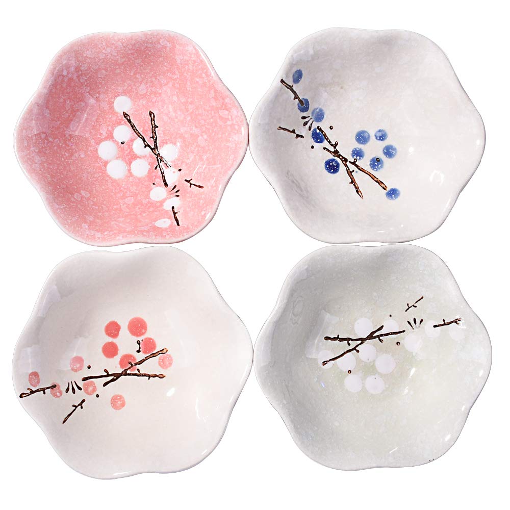 Whitenesser Ceramic Soy Sauce Dish Set Of 4 Japanese Porcelain Dipping Bowls Cups For Sushi Seasoning