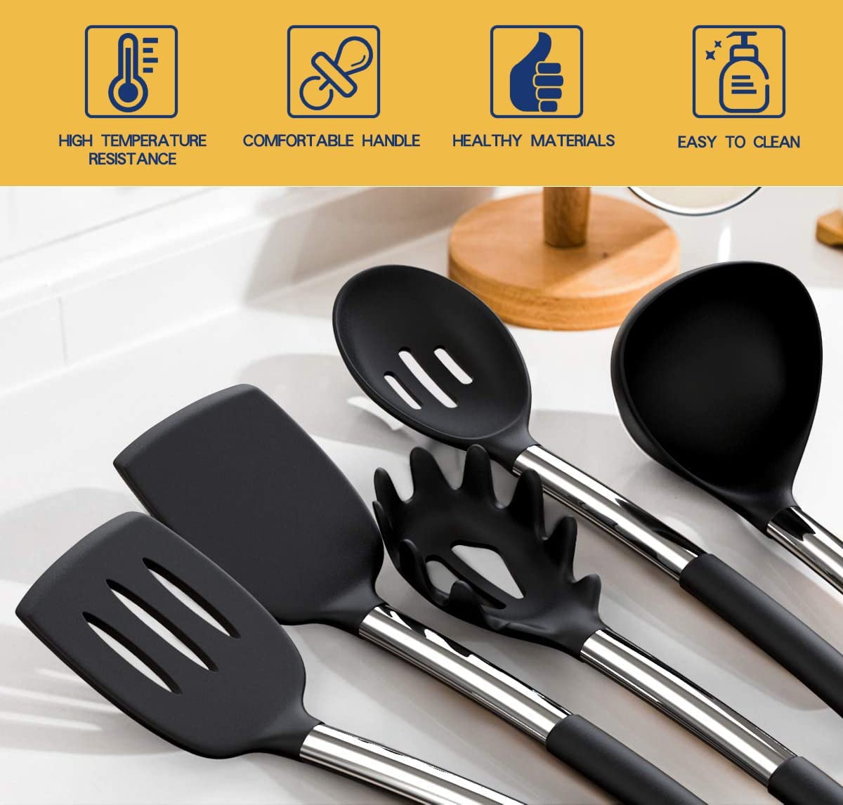 Silicone Cooking Utensil Set, Fungun Non-Stick Kitchen Utensil 24 Pcs Cooking Utensils Set, Heat Resistant Cookware, Silicone Ki