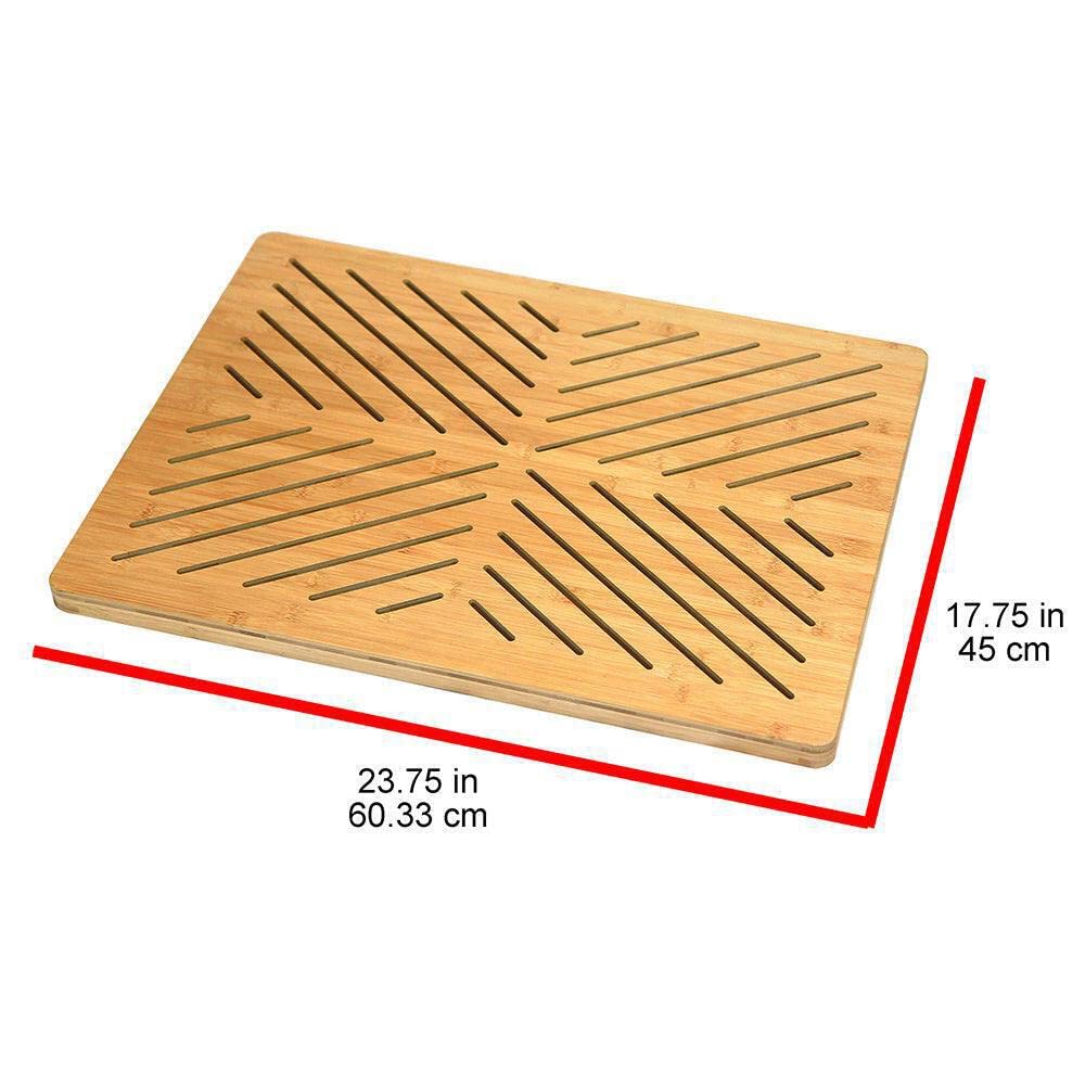Oceanstar Bamboo Floor Non-Slip Rubber Feet Bath Mat, One Size, Natural, Fm1750Cnc