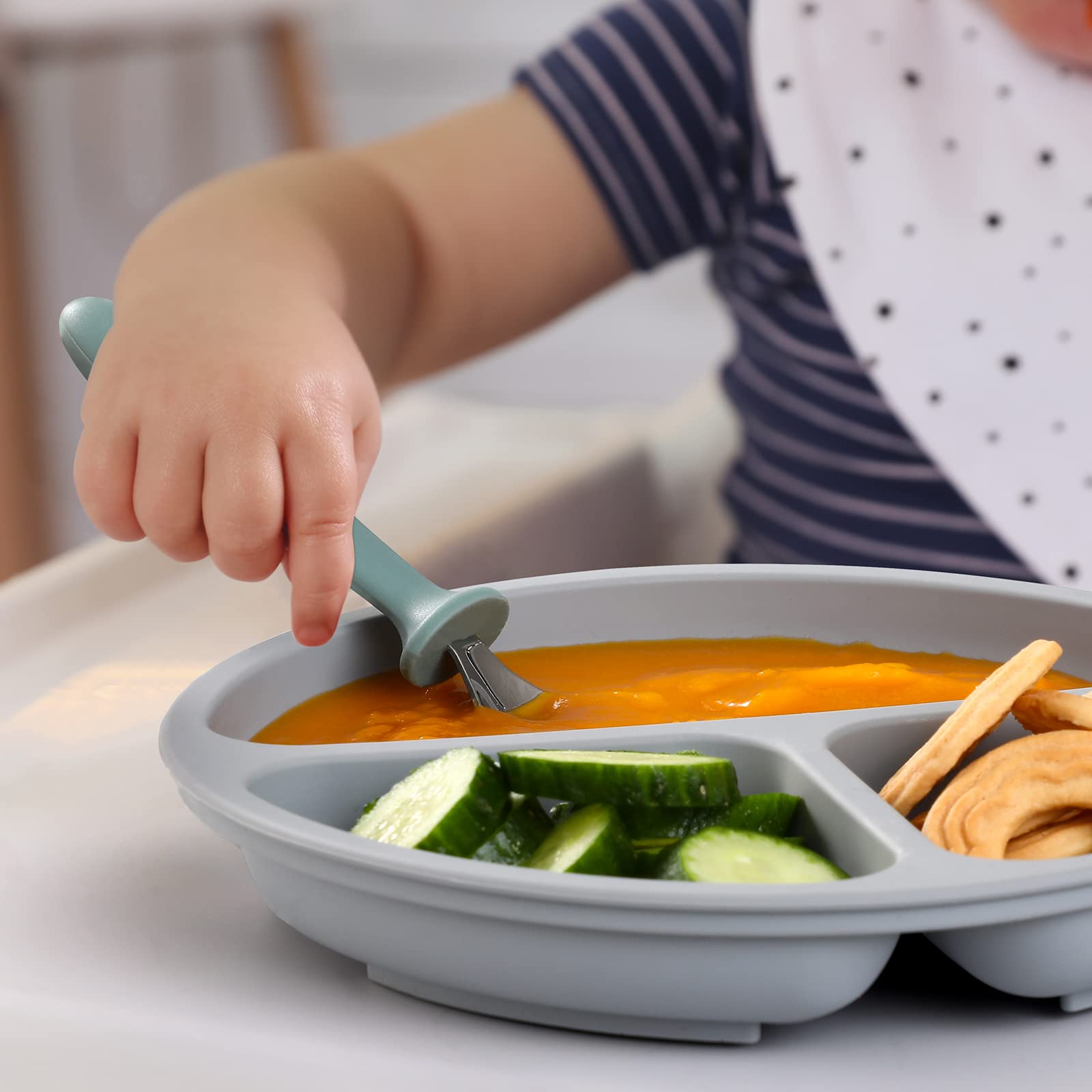VITEVER 6 Pieces Toddler Utensils, Kids Silverware Set with Silicone Handle, Children Safe Spoons and Forks, 18/8 Stainless Stee