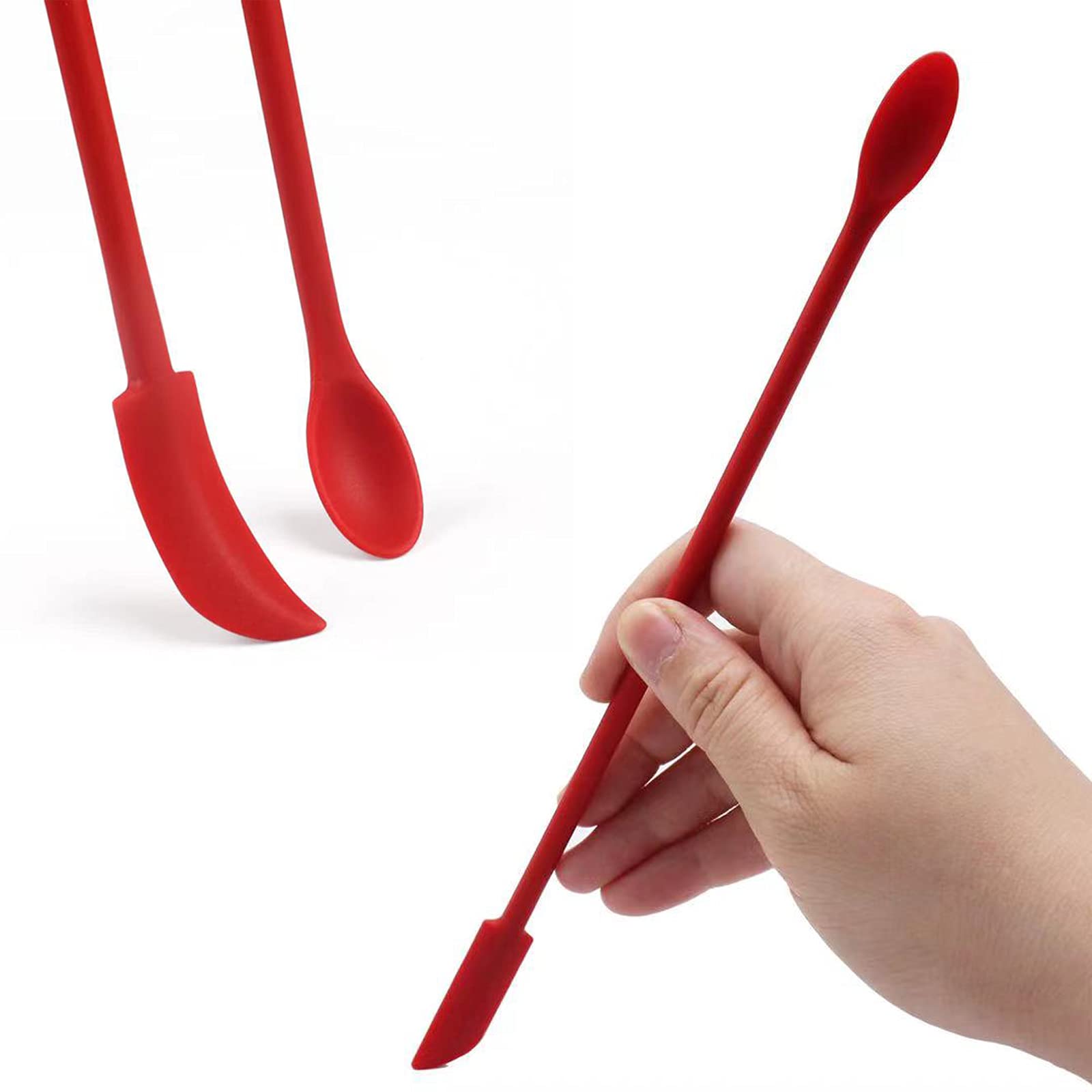 4 Pieces Mini Silicone Spatula Set, Small Rubber Spatula For Makeup, Thin Jar Scraper For Kitchen(4, Black)