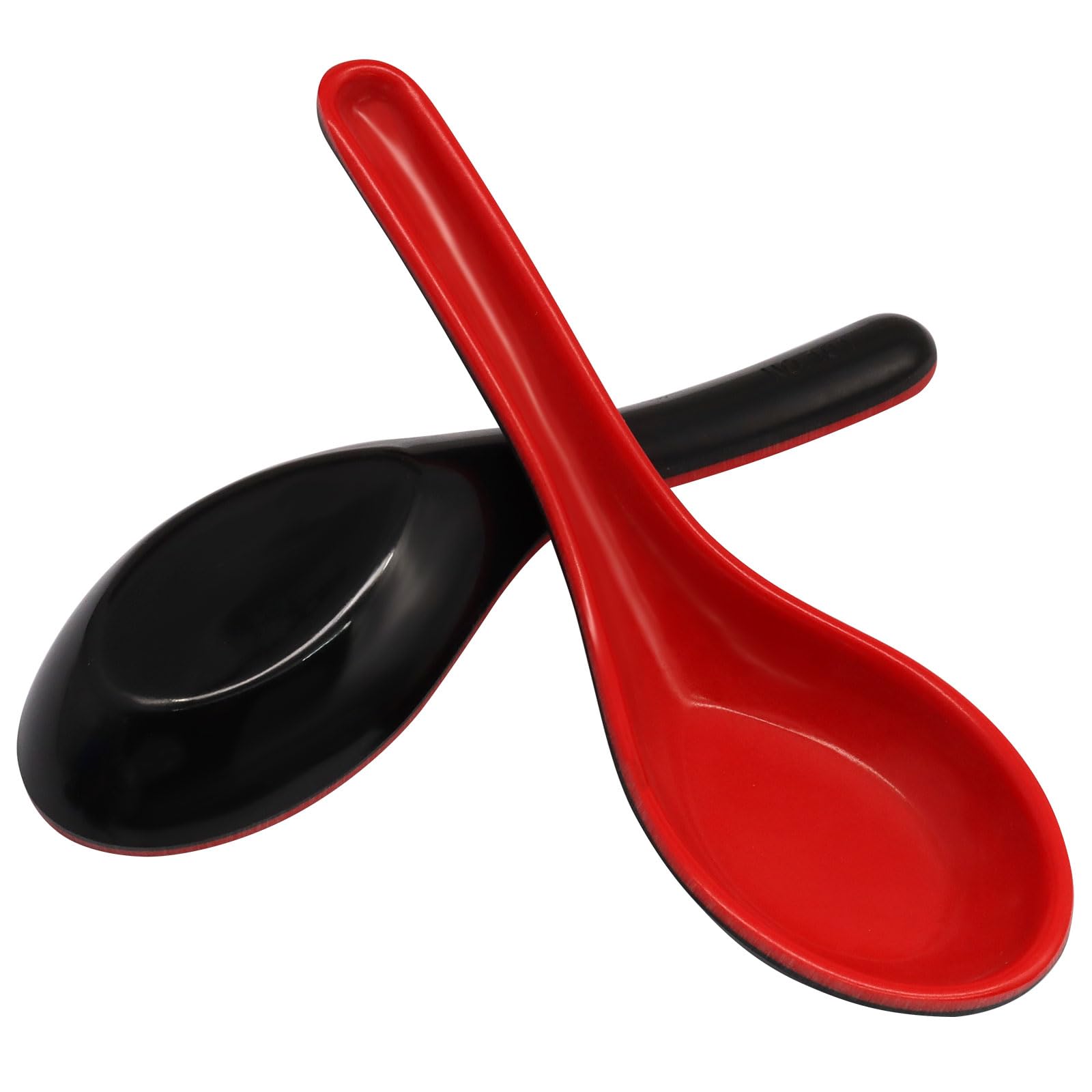 Moicstiy 2 Pcs Soup Spoons, Asian Soup Spoons for Chinese Japanese Dishes - Miso Ramen, Dumpling Pho, Rice Noodle & Soba Soup, P
