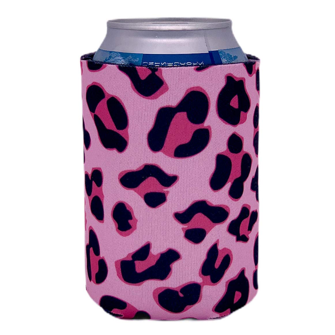Leopard Print Collapsible Can Coolie Pink