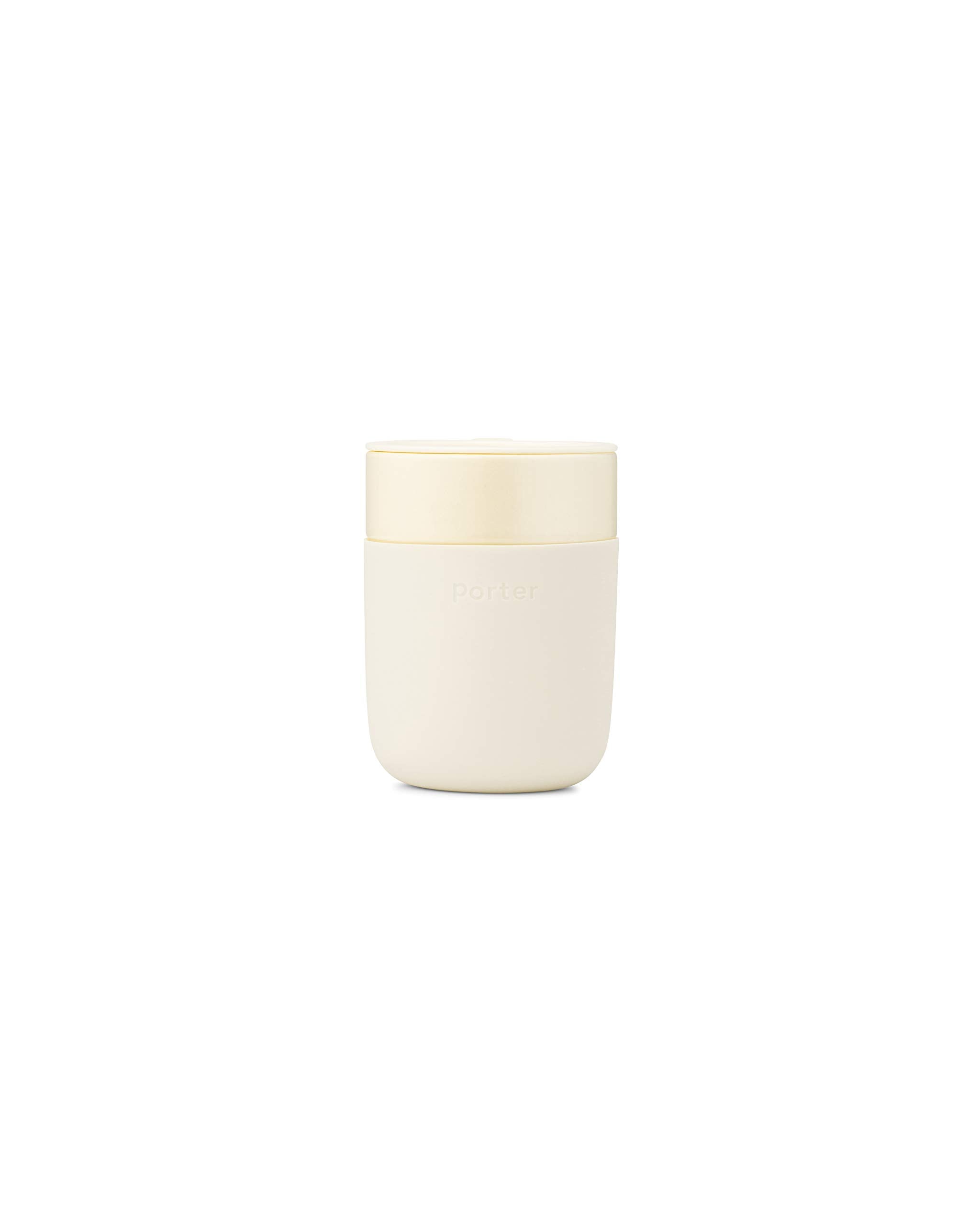 W&P Porter Ceramic Mug W/ Protective Silicone Sleeve, Cream 12 Ounces | On-The-Go | No Seal Tight | Reusable Cup For Coffee Or T