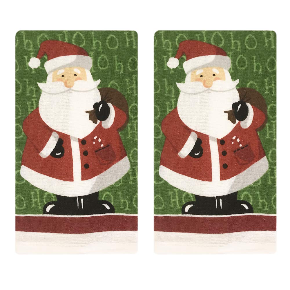 Lobyn Value Packs Kitchen Towel 5 Piece Linen Set 2 Towels 2 Pot Holders 1 Oven Mitt (X-Santa)