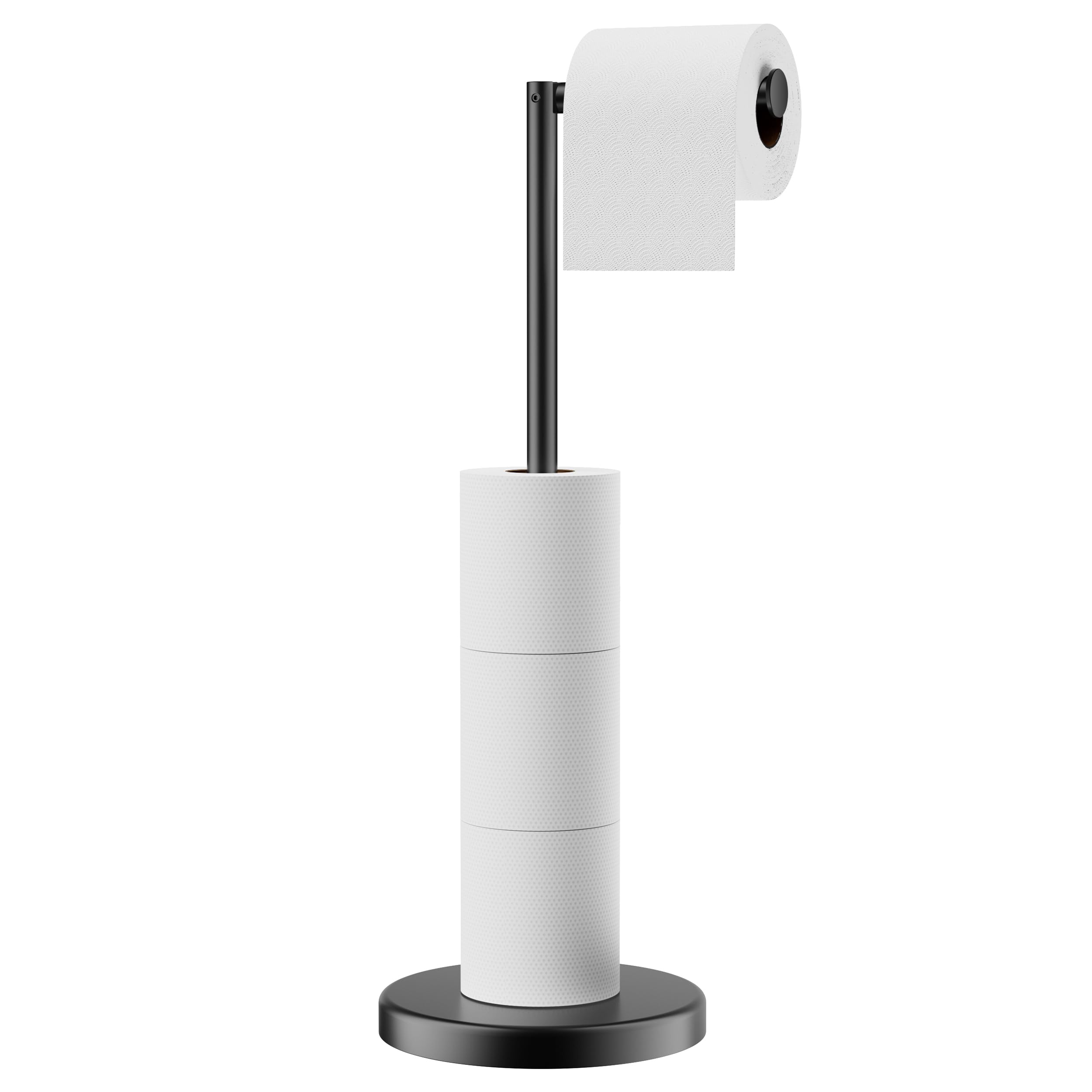 Forious Toilet Paper Holder Stand, Matte Black Toilet Paper Holder Free Standing, [2.9Lb Weighted Base] Stand Up Toilet Paper Ho