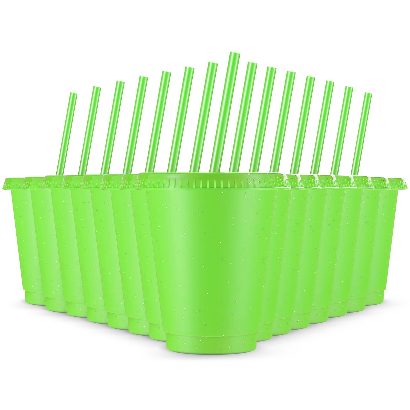 Rtteri 15 Pcs Valentine'S Day Reusable Kids Cups With Straws And Lids 16 Oz Glitter Kids Tumblers Plastic Party Favor Cups With