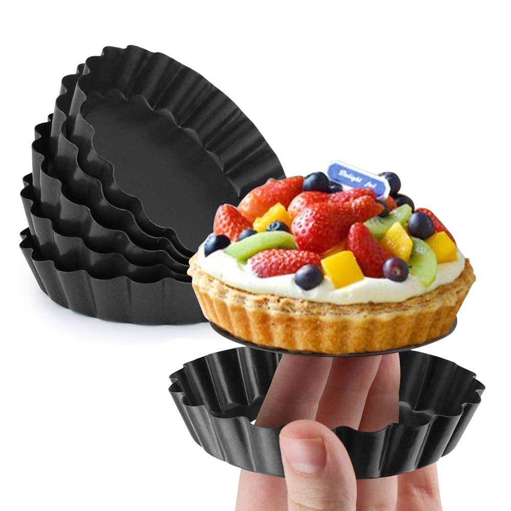Gutsdoor Mini Tart Pan 4 Inch With Removable Bottom Quiche Pan Nonstick Round Quiche Pie Pan Set Of 6