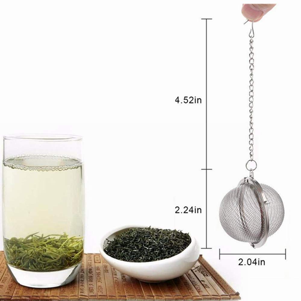 Shuo 2Pcs Stainless Steel Tea Strainer Mesh Tea Ball Filter Net Round With Chain