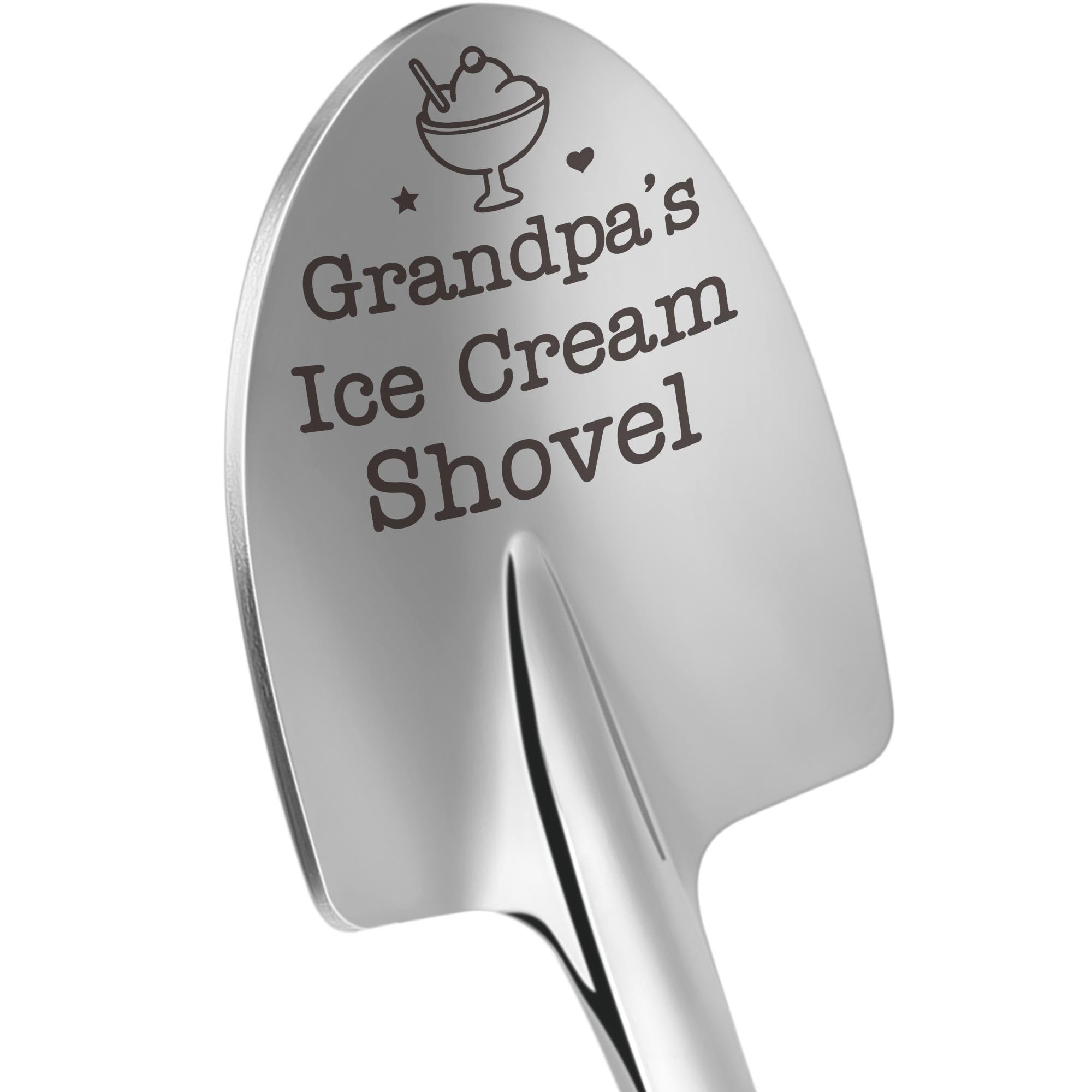 Grandpa Papa Gifts for Birthday Fathers Day Funny Dad? Ice Cream Shovel Spoon Presents for Grandfather Pops Daddy Step Bonus Dad